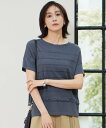 自由区 S 【接触冷感・UVカット・洗える】クレープストレッチボーダー ニット ジユウク トップス ニット ブラック ホワイト ブルー【送料無料】(4)