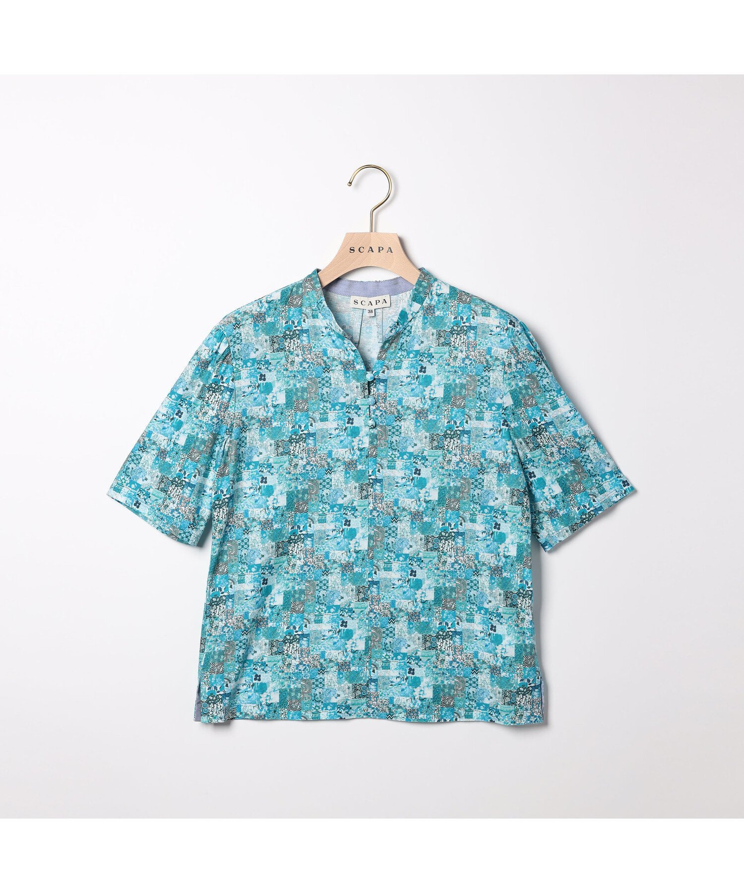 【SALE／43%OFF】SCAPA Liberty Printアーカイブ衿付きカットソー スキャパ トップス カットソー・Tシャツ イエロー グリーン【送料無料】