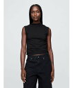 GAP (W)モダン ファネルネック ルーシュ クロップド タンクトップ ギャップ トップス ノースリーブ・タンクトップ ホワイト ブラック ブラウン【送料無料...