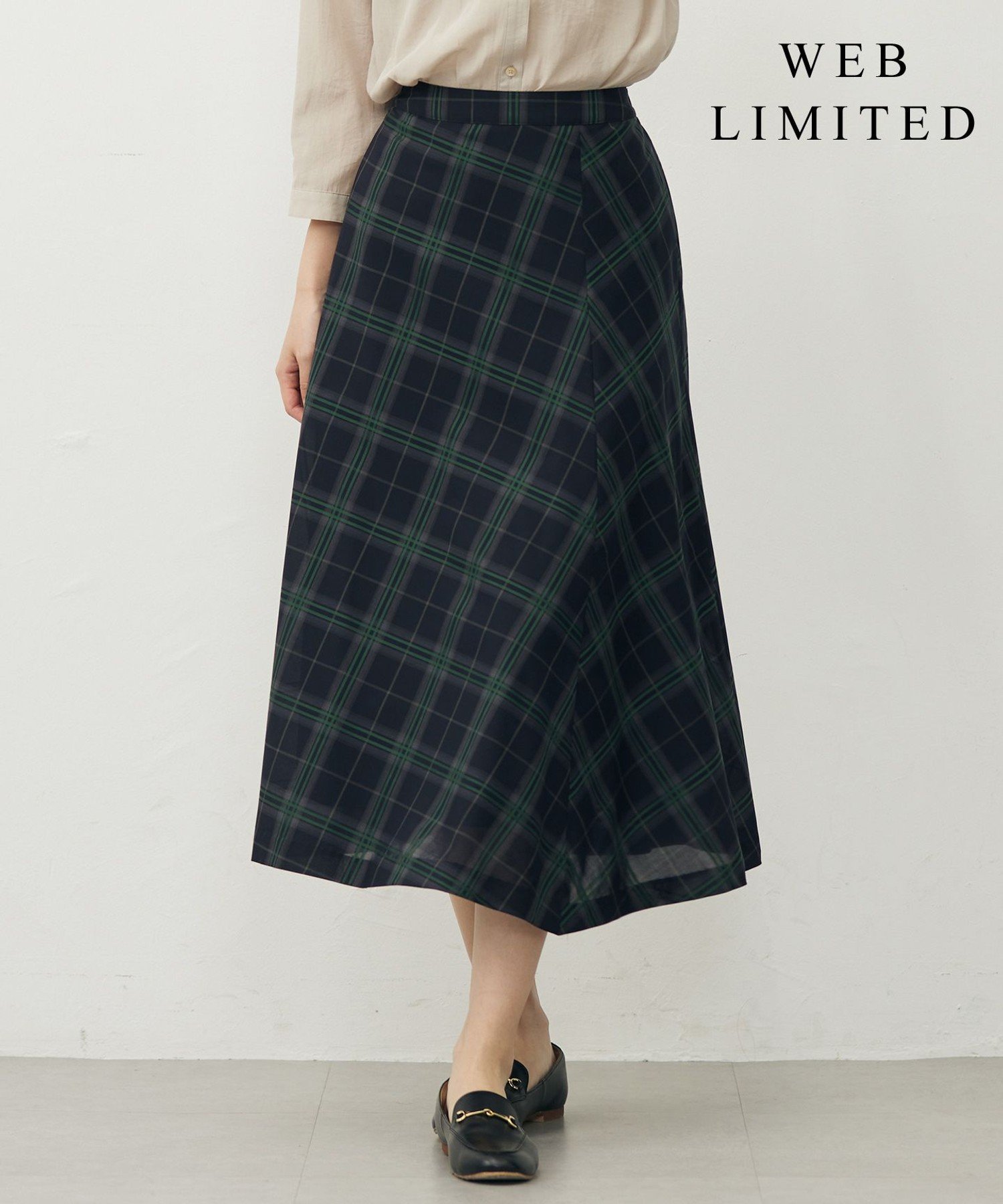 J.PRESS 【WEB限定カラーあり・洗える】SOFT SHEER チェック フレア スカート ジェイプレス スカート ロング・マキシスカート ブラウン