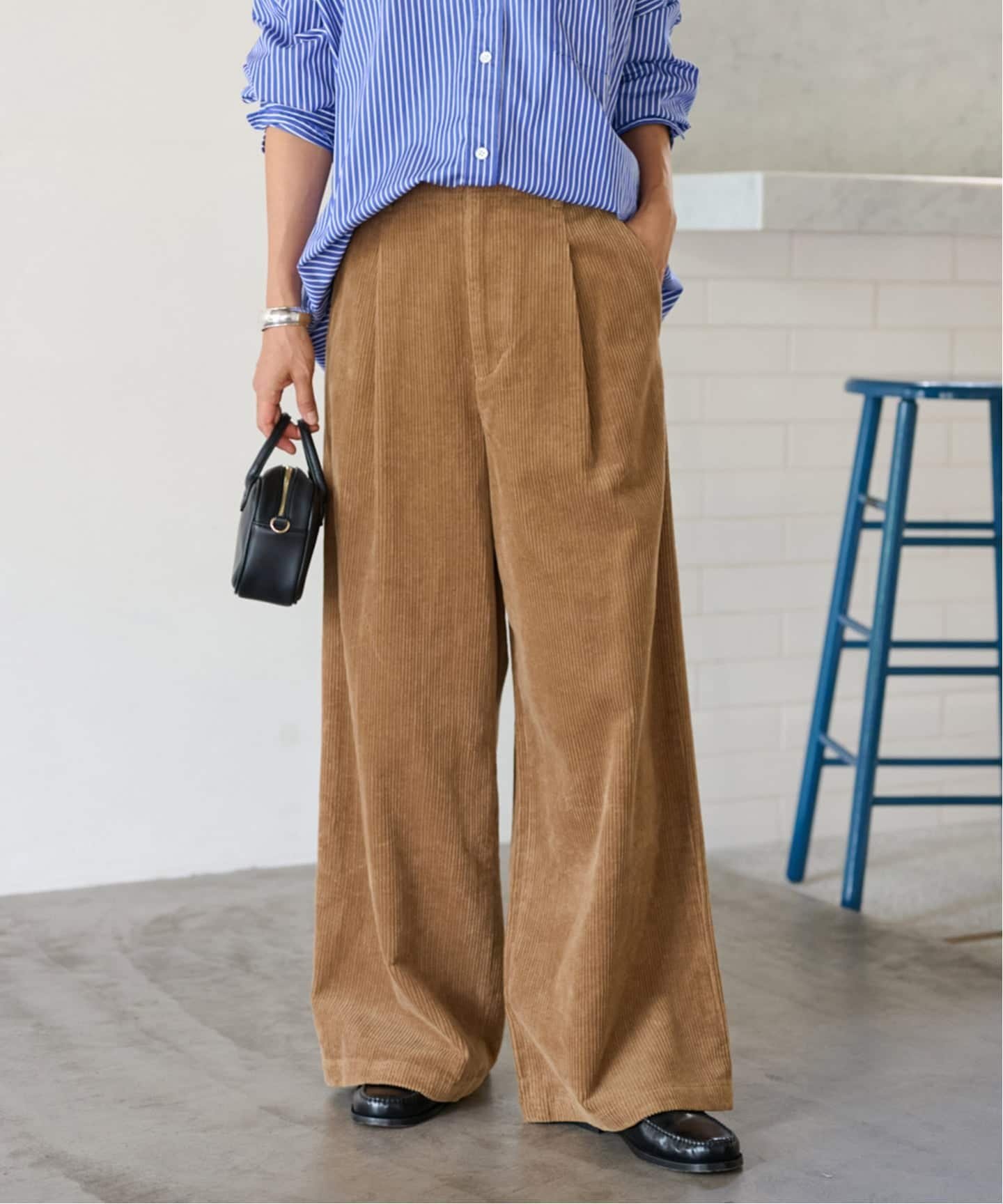 JOURNAL STANDARD relume 《追加予約 / 新色》ウォッシャブルコーデュロイタックワイドパンツ ジャーナル スタンダード レリューム パンツ その他のパンツ ブラウン ブルー ホワイト グレー【送料無料】