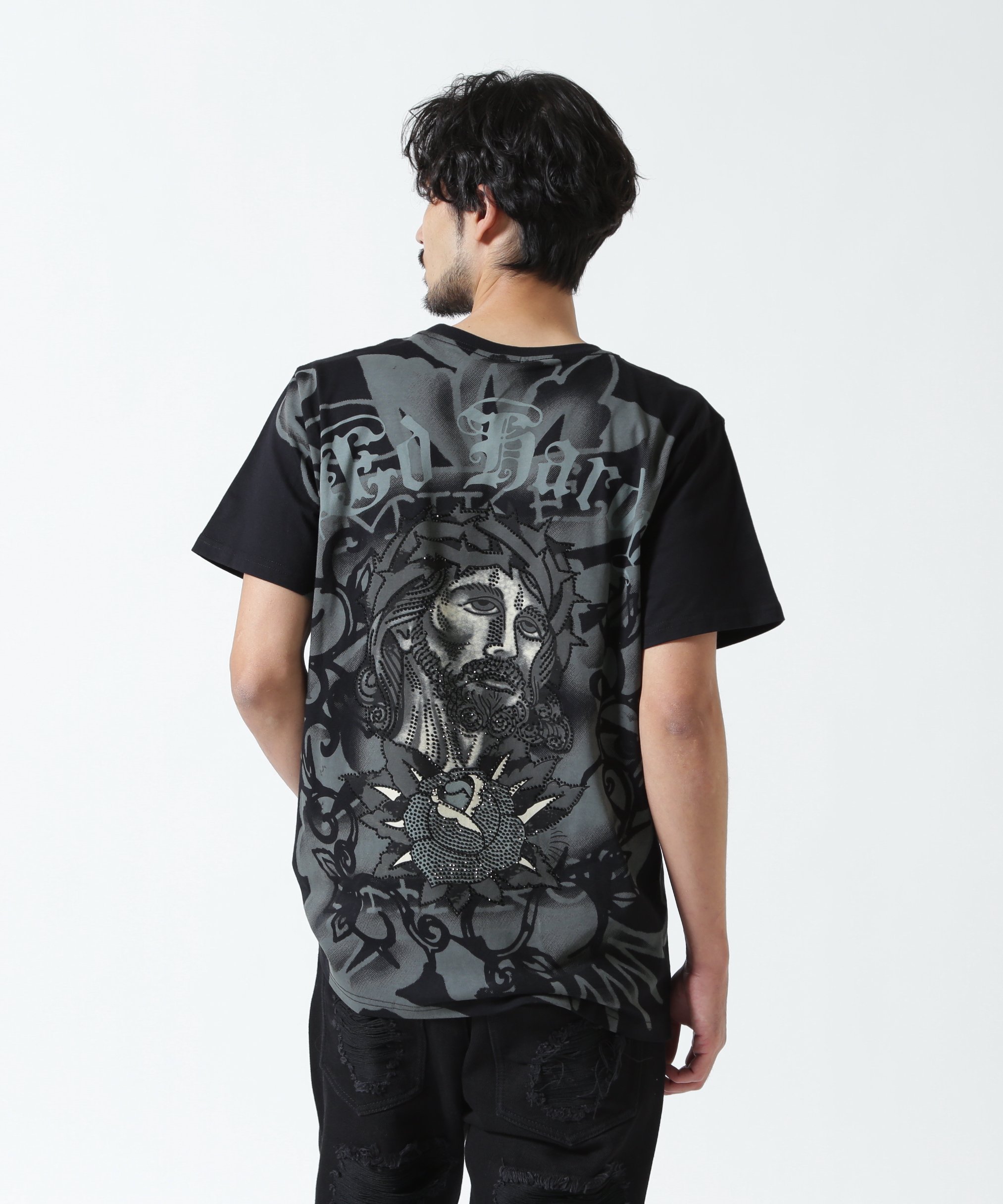 ROYAL FLASH Ed Hardy/エド ハーディー/EBKST SS TEE_CHRIST ロイヤルフラッシュ トップス カットソー・Tシャツ ブラック【送料無料】
