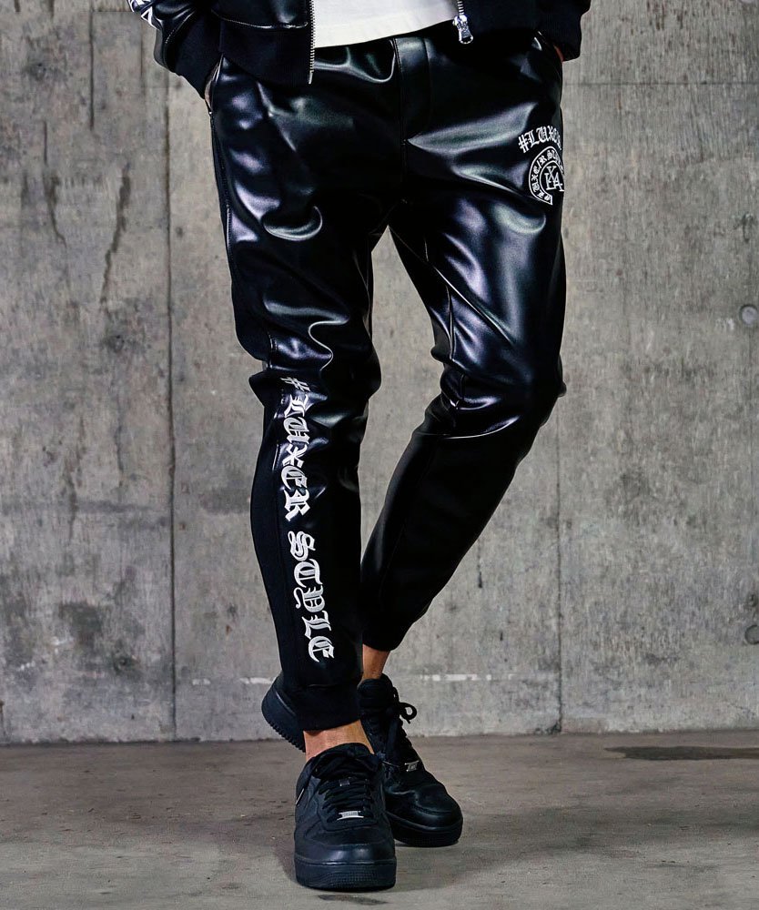 SB select LUXE/R 刺繍PUレザージョガーパンツ シルバーバレット パンツ その他のパンツ ブラック