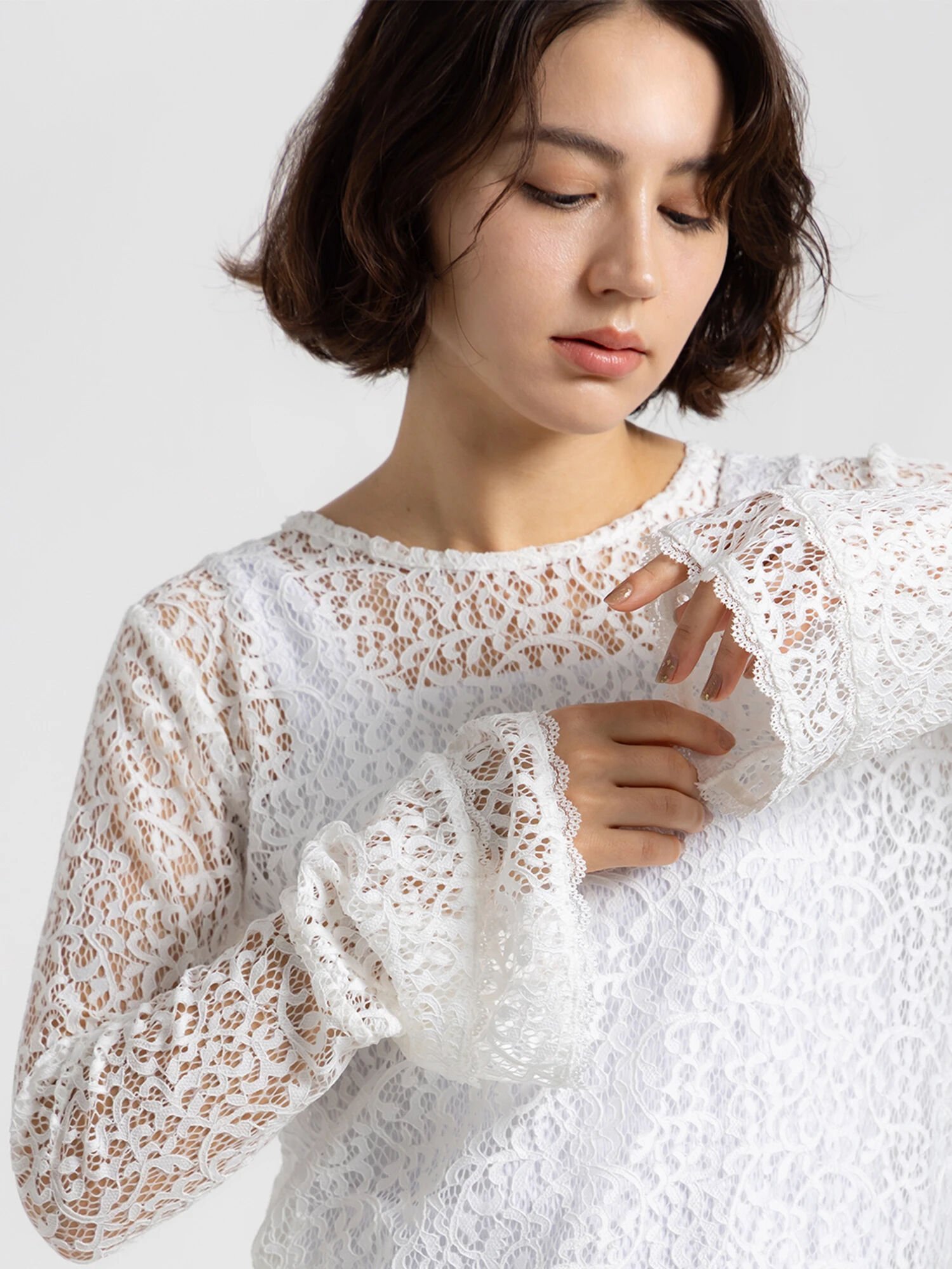 Te chichi 【Atelier ChouChou】コードレースフレアスリーブトップス テチチ トップス ニット ホワイト【送料無料】