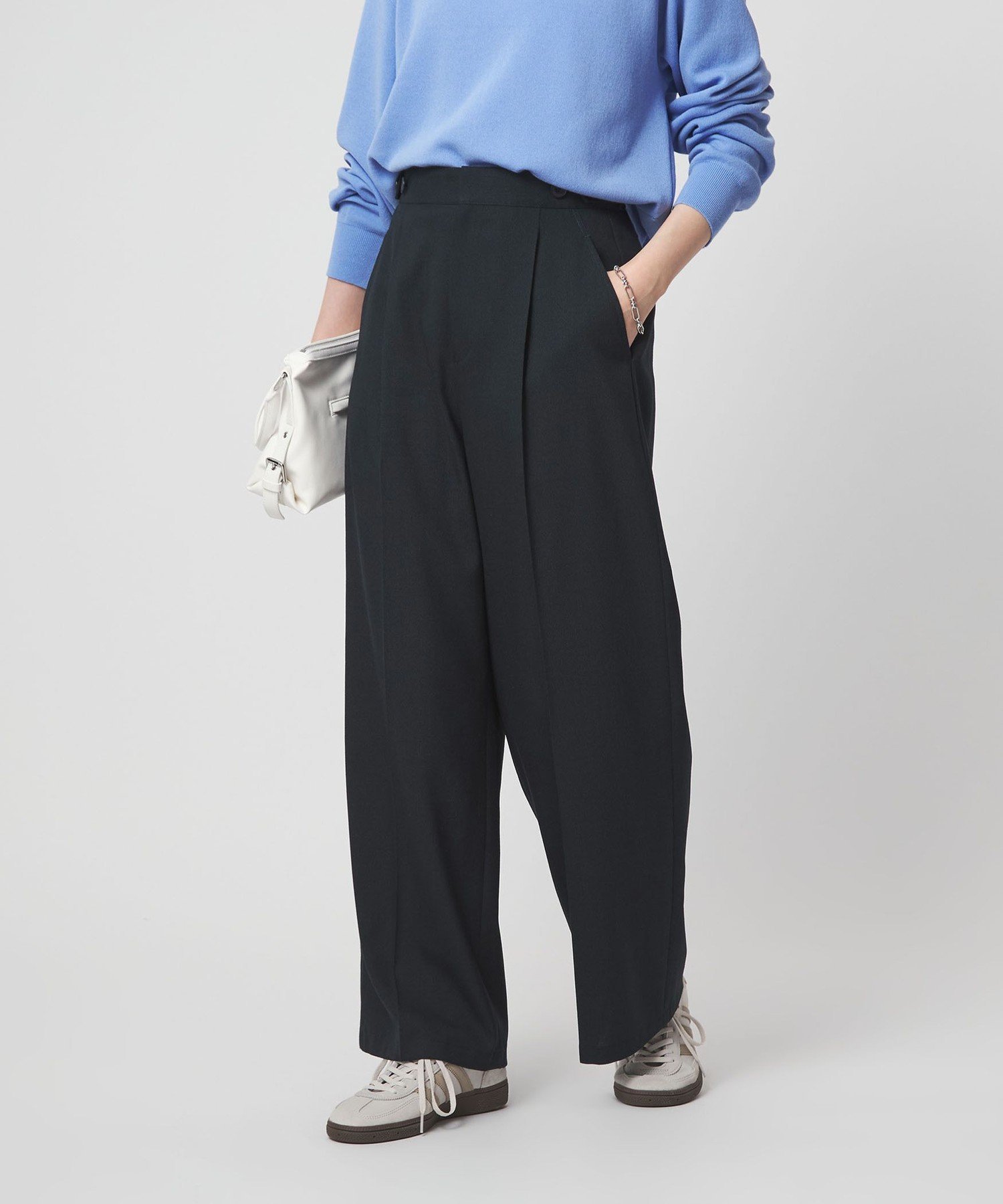 【SALE／25%OFF】UNITED ARROWS green label relaxing ラミーブレンド ワイド パンツ ユナイテッドアローズ グリーンレーベルリラクシング パンツ その他のパンツ ネイビー ベージュ【送料無料】