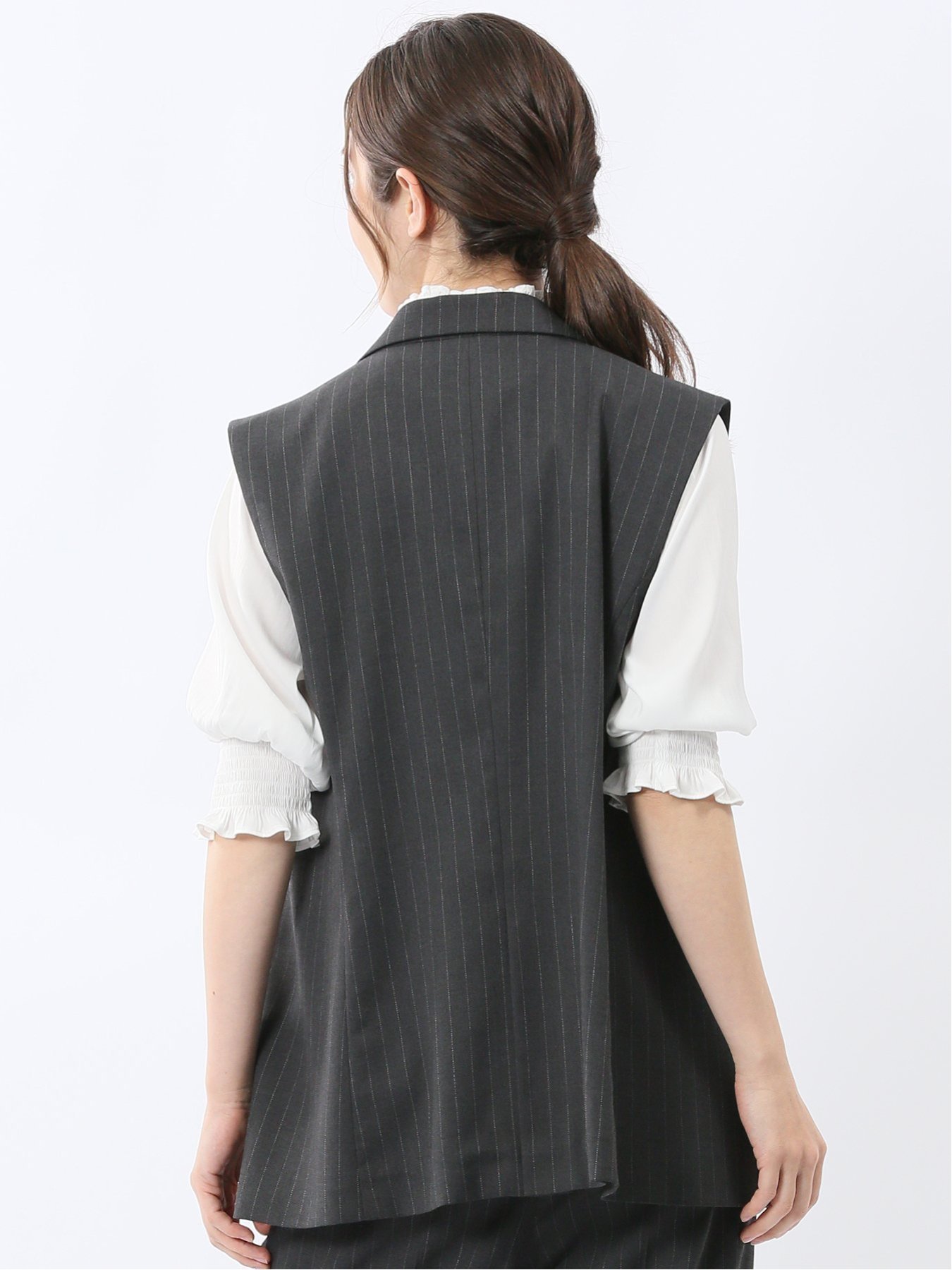 【SALE／10%OFF】m.f.editorial ビリーストライプ テーラードジレ グレー(セットアップ可能) タカキュー スーツ・フォーマル スーツベスト グレー【送料無料】