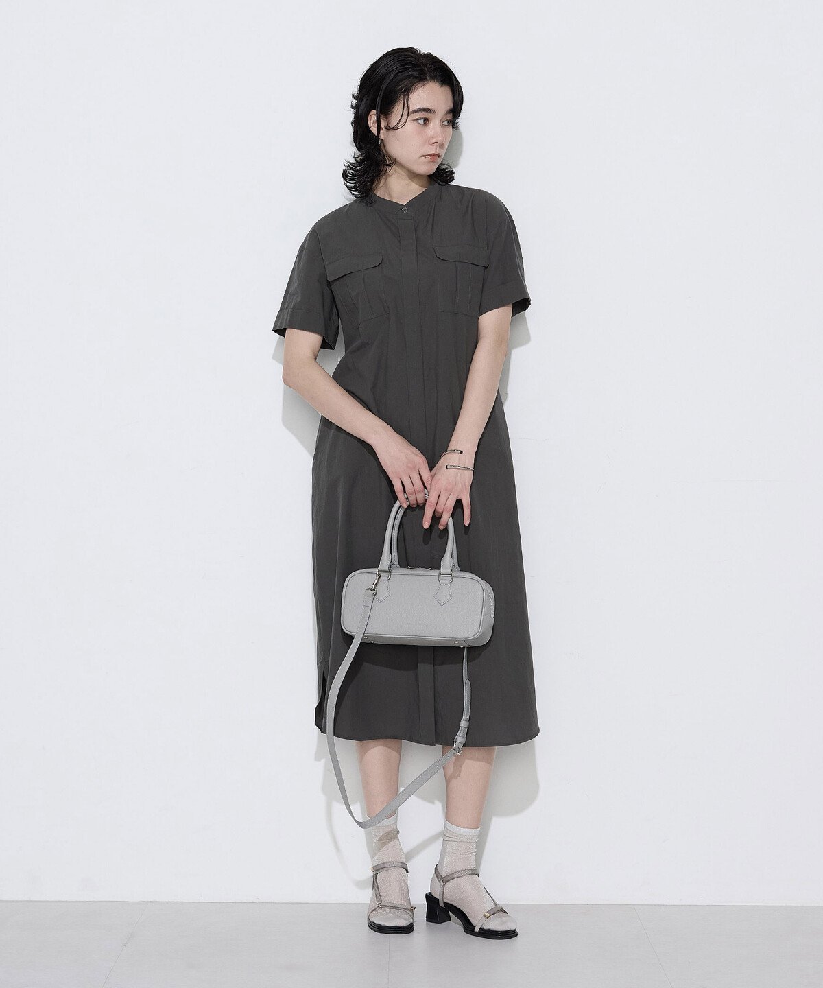 K.T KIYOKO TAKASE S-SIZE [ Sサイズ ] タイプライター ロングシャツドレス コムサ ワンピース・ドレス ワンピース グレー ネイビー ブラウン【送料無料】