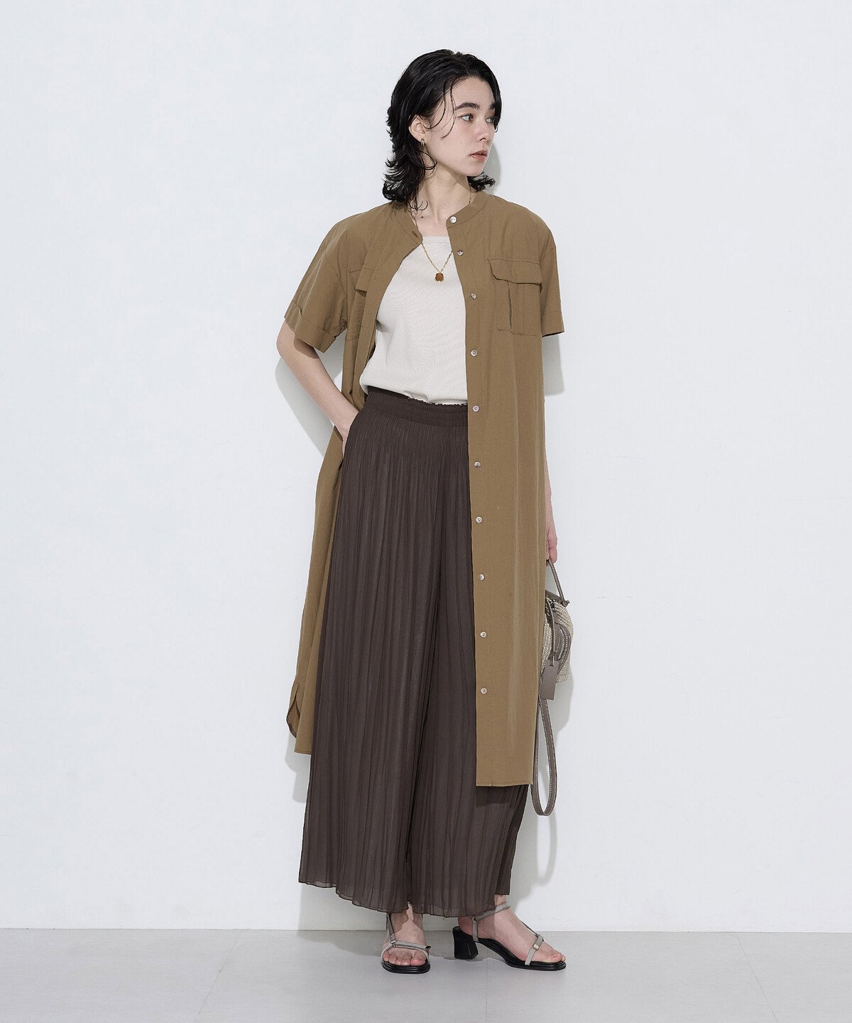 K.T KIYOKO TAKASE S-SIZE [ Sサイズ ] タイプライター ロングシャツドレス コムサ ワンピース・ドレス ワンピース グレー ネイビー ブラウン【送料無料】