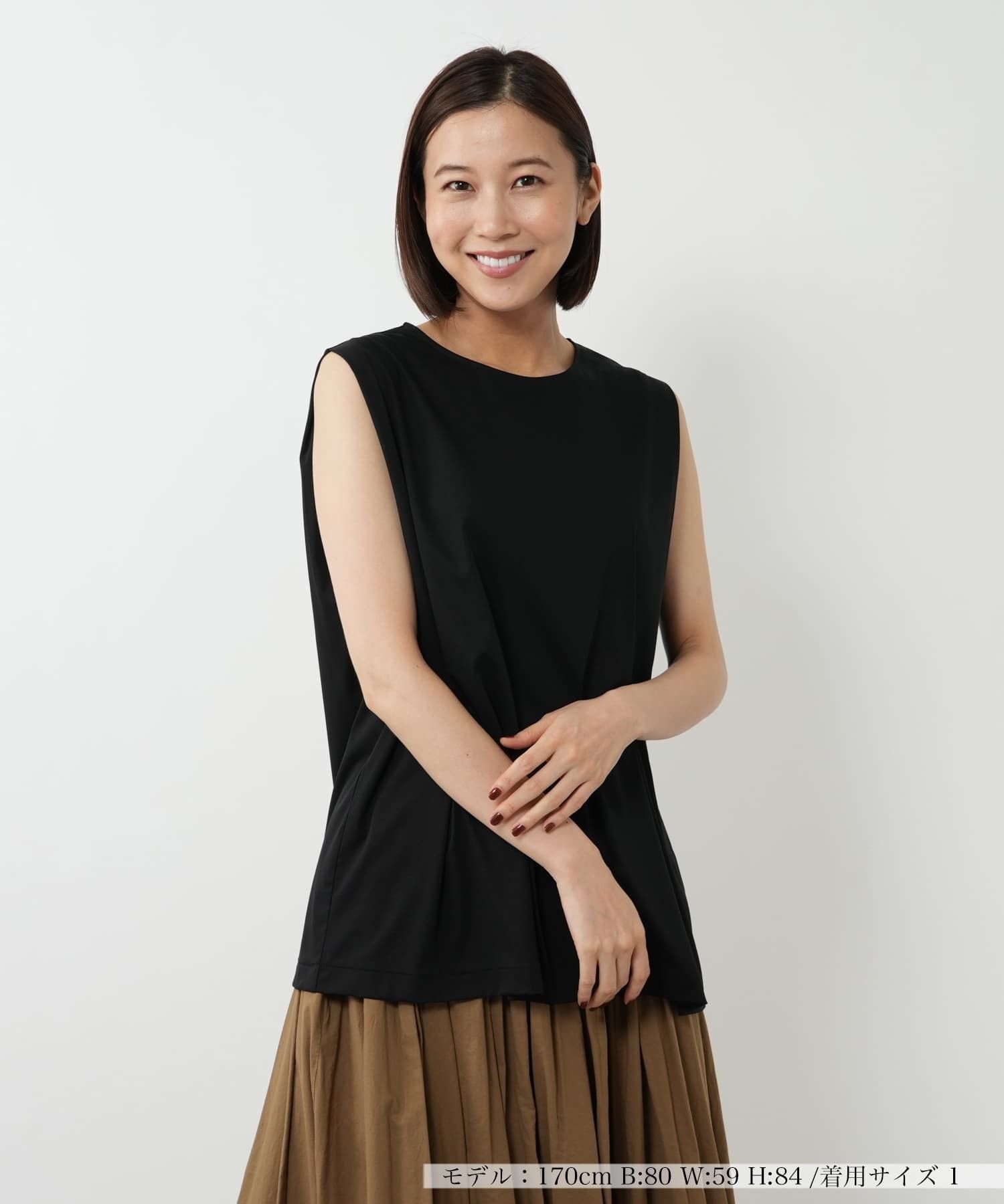 NEMIKA ノースリーブカットソー【THREE DOTS】 ネミカ トップス カットソー・Tシャツ グレー ホワイト ブラック