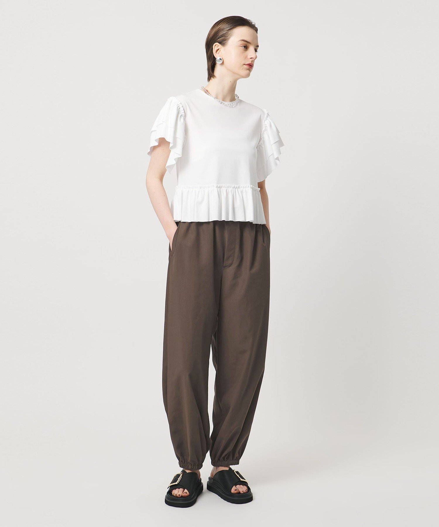＜ASTRAET＞スソゴム バルーン イージーパンツ ユナイテッドアローズ パンツ その他のパンツ ブラウン ブラック