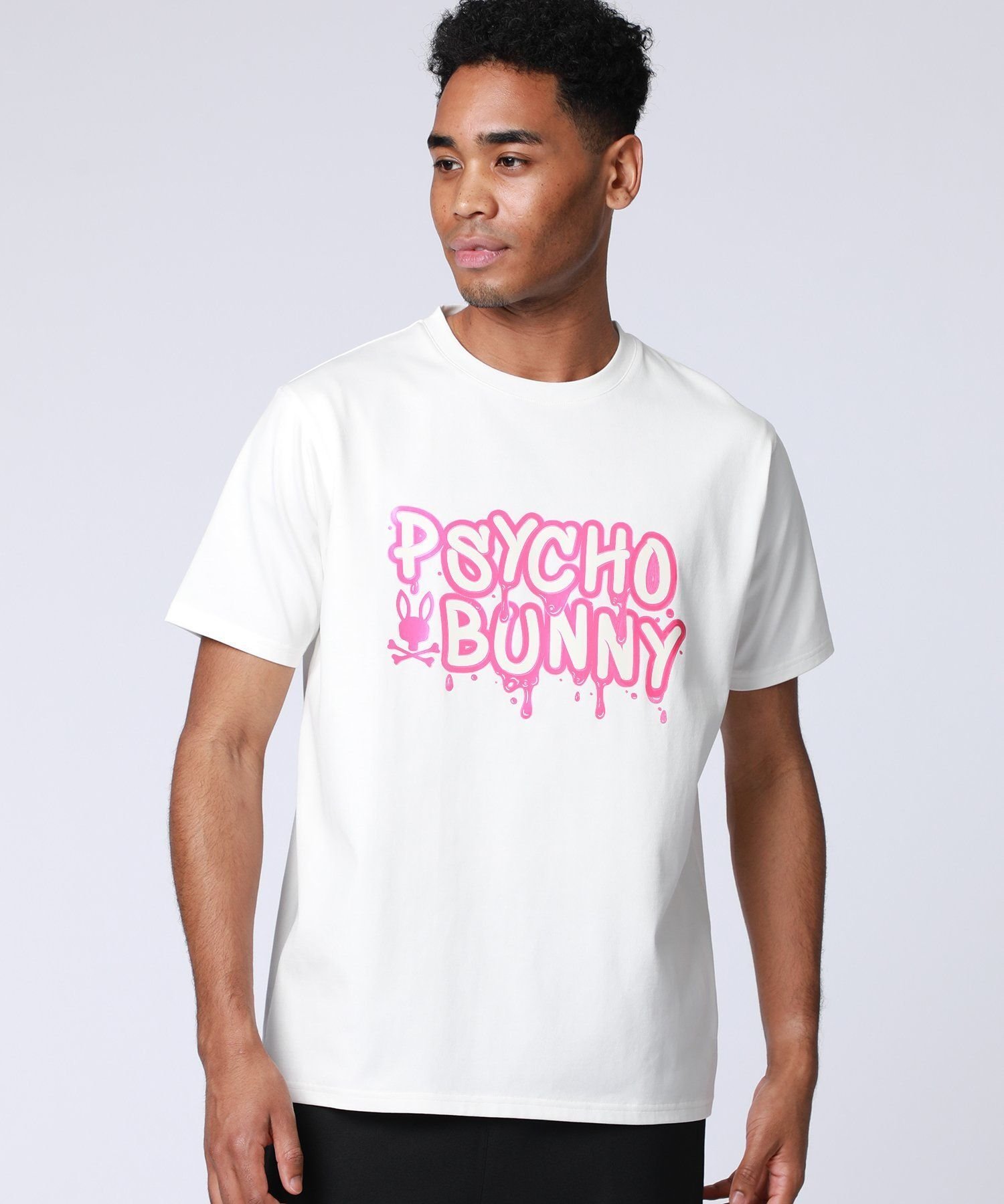 Psycho Bunny ドロッシーロゴ ラバープリントTシャツ サイコバニー トップス カットソー・Tシャツ ホワイト ブラック【送料無料】