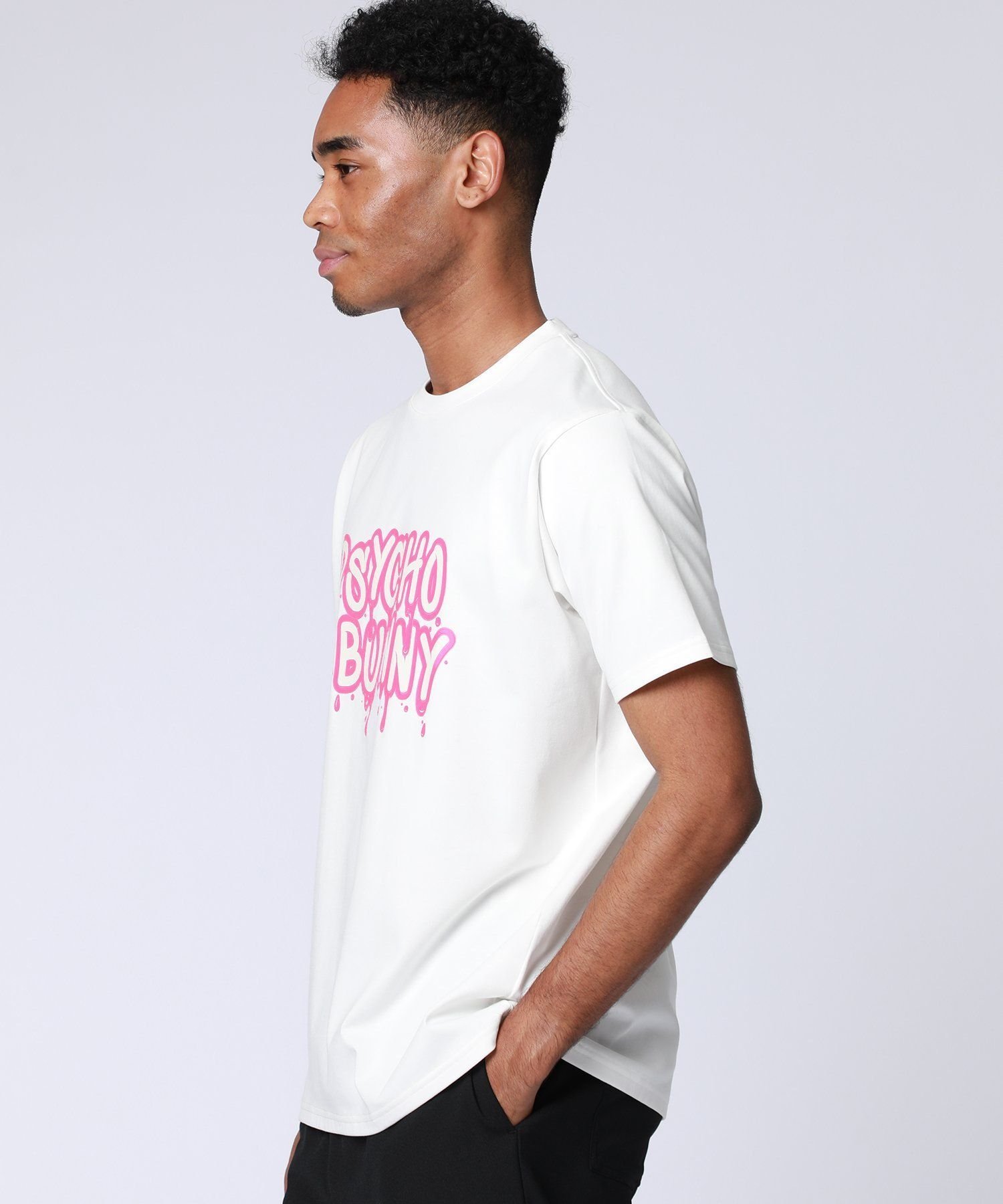 Psycho Bunny ドロッシーロゴ ラバープリントTシャツ サイコバニー トップス カットソー・Tシャツ ホワイト ブラック【送料無料】