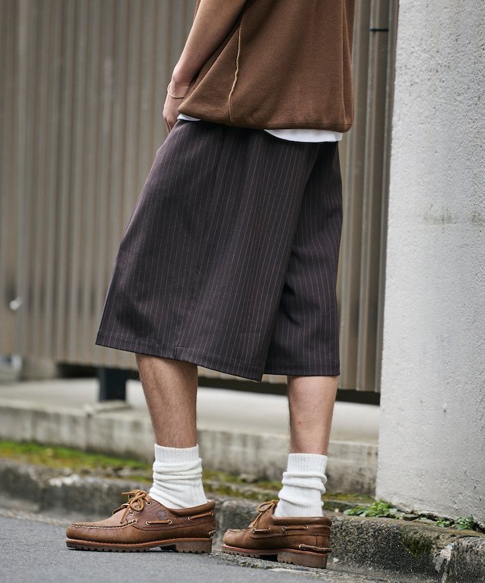 1タック バギーシルエット スラックス ショートパンツ フリークスストア パンツ スラックス・ドレスパンツ ブラウン ブラック グレー