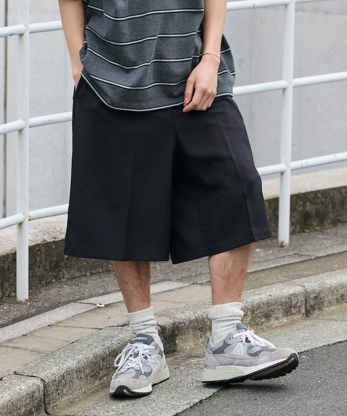 1タック バギーシルエット スラックス ショートパンツ フリークスストア パンツ スラックス・ドレスパンツ ブラウン ブラック グレー
