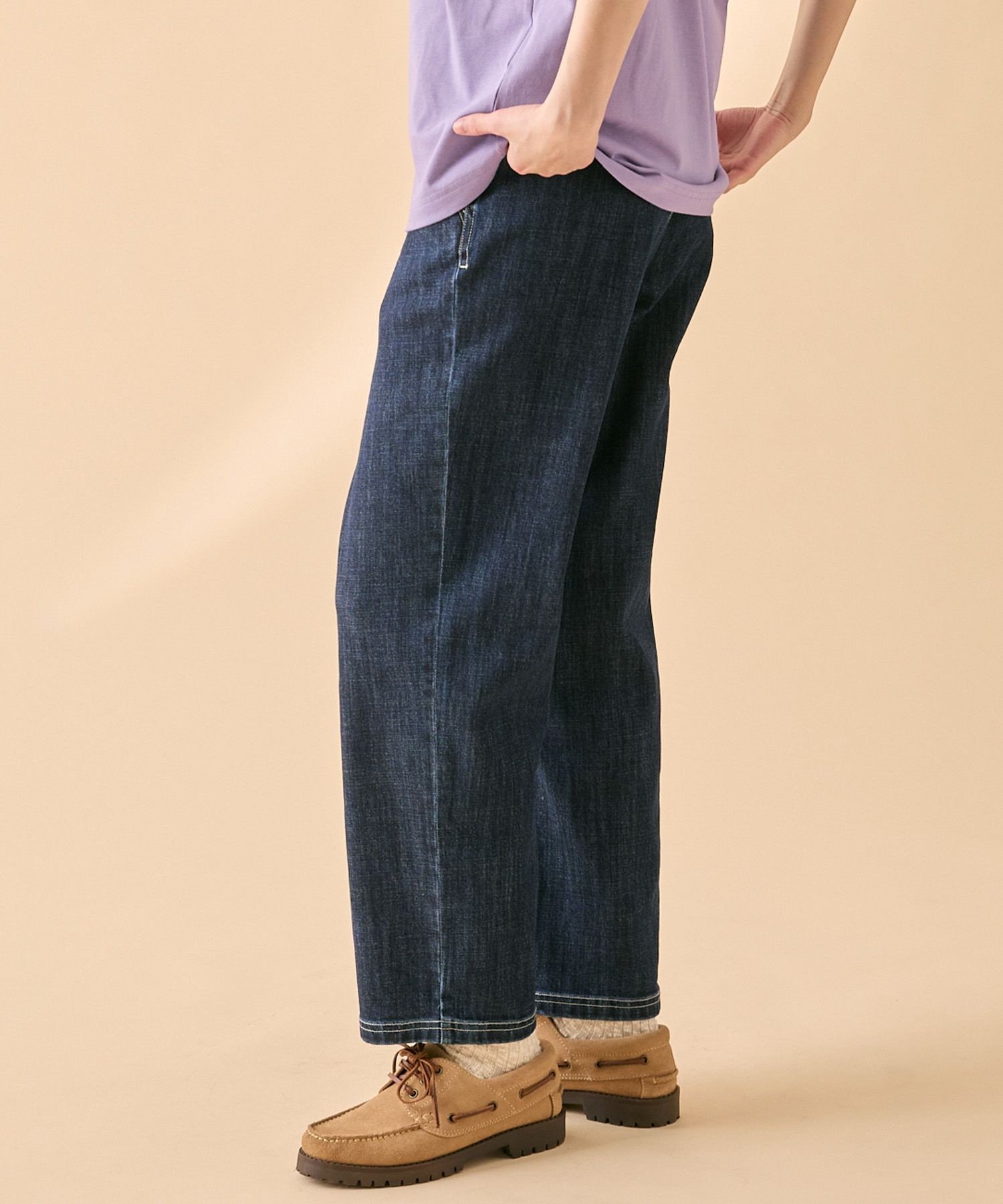 AIGLE 吸水速乾 クールマックス テーパードデニムパンツ エーグル パンツ ジーンズ・デニムパンツ ネイビー【送料無料】