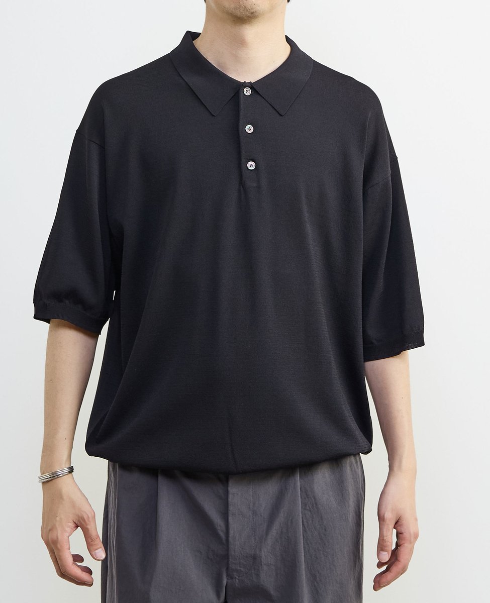 MEN'S MELROSE 【MASTER FRAME/マスターフレーム】ハイツイストニットポロシャツ メンズメルローズ トップス シャツ・ブラウス ネイビー ブラック