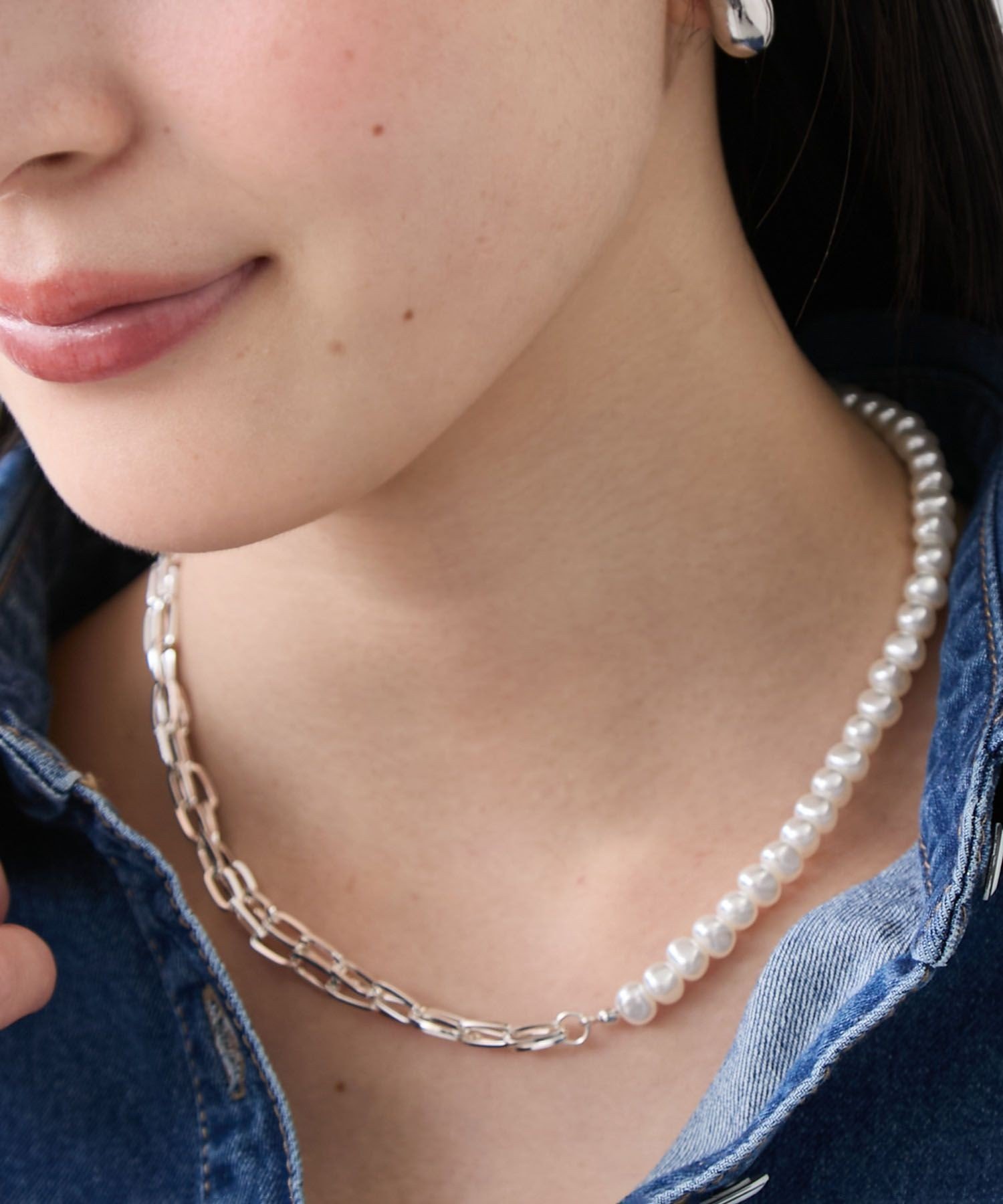 VIS パールチェーンネックレス ビス アクセサリー・腕時計 ネックレス シルバー ゴールド