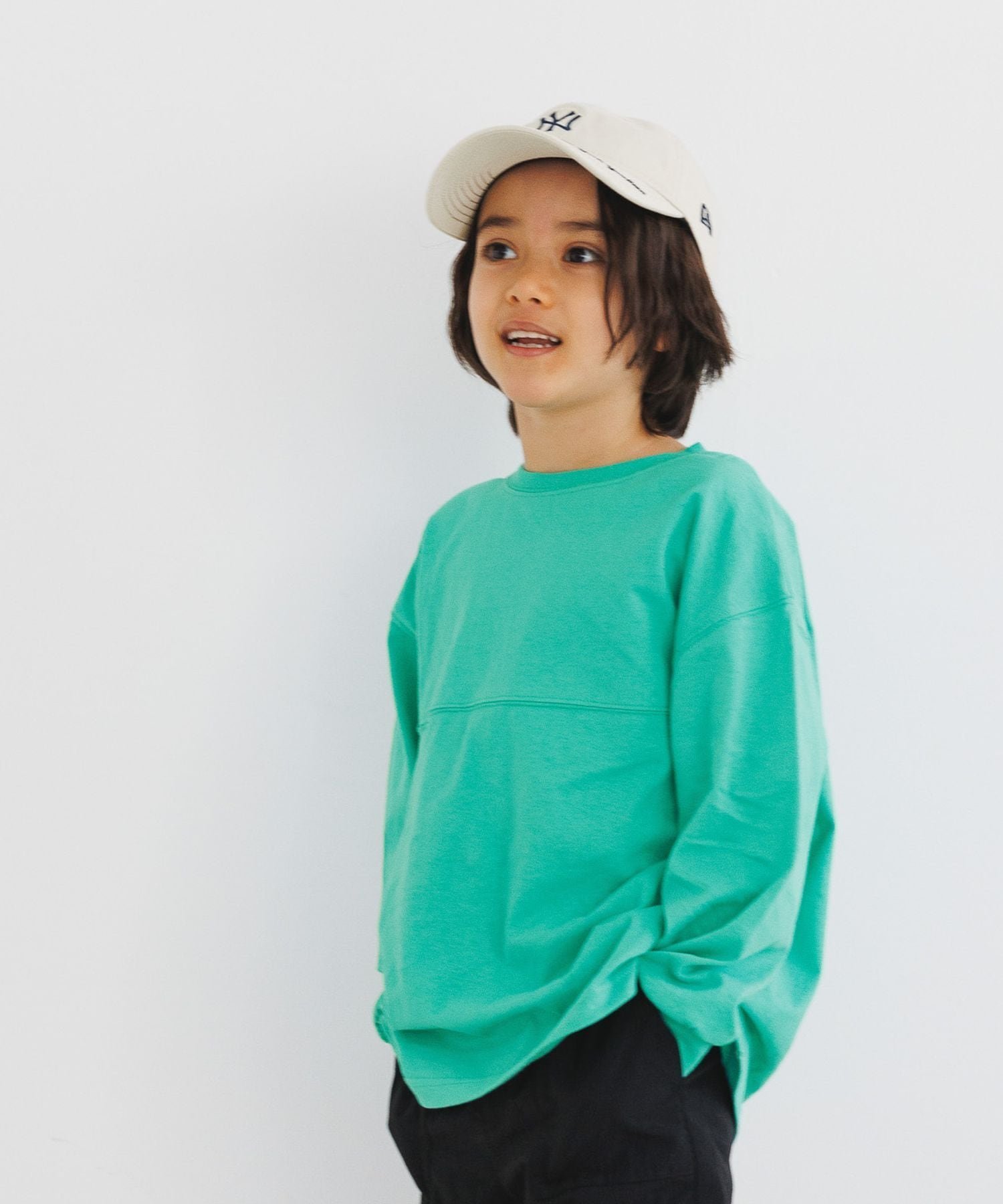 BAYFLOW [プチプラ★1650]ベーシックBIG TEE(KIDS) ベイフロー トップス カットソー・Tシャツ グリーン ホワイト グレー ブラウン パープル