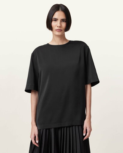 【SALE/30%OFF】ALLSAINTS (W)AMELIE SATIN TEE オールセインツ トップス カットソー・Tシャツ ブラック【送料無料】 【SALE/30%OFF】ALLSAINTS (W)AMELIE SATIN TEE オールセインツ トップス カットソー・Tシャツ ブラック【送料無料】