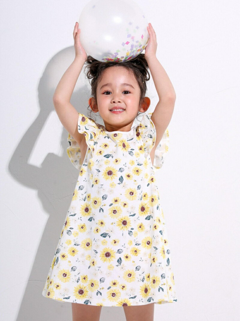 SLAP SLIP ひまわり柄 Aライン ワンピース(80~130cm) ベベ オンライン ストア ワンピース・ドレス シャツワンピース ホワイト イエローのサムネイル