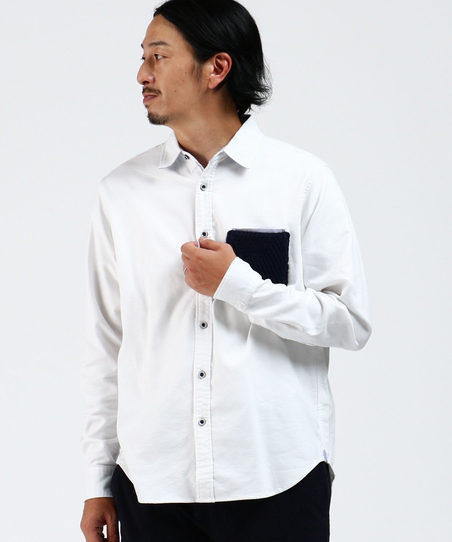 BEAMS HEART MEN BEAMS HEART / ストレッチ オックスフォード レギュラーカラー シャツ ビームス ハート トップス シャツ・ブラウス ホワイト ブルー【送料無料】