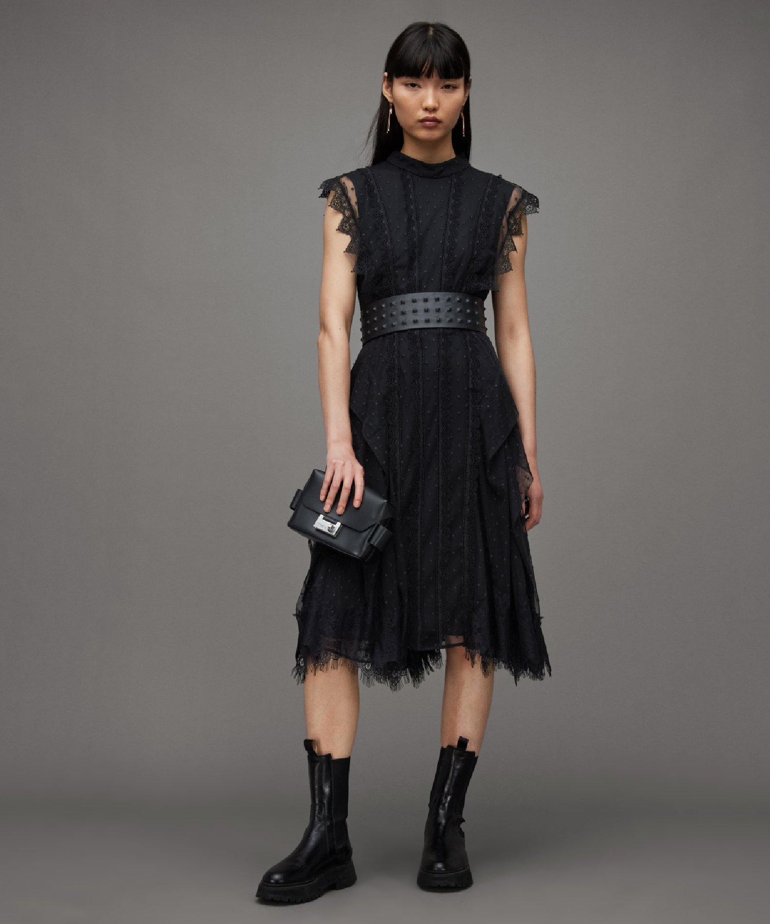 ySALE^30%OFFzALLSAINTS (W)FREYA LACE DRESS I[ZCc s[XEhX s[X ubNyz