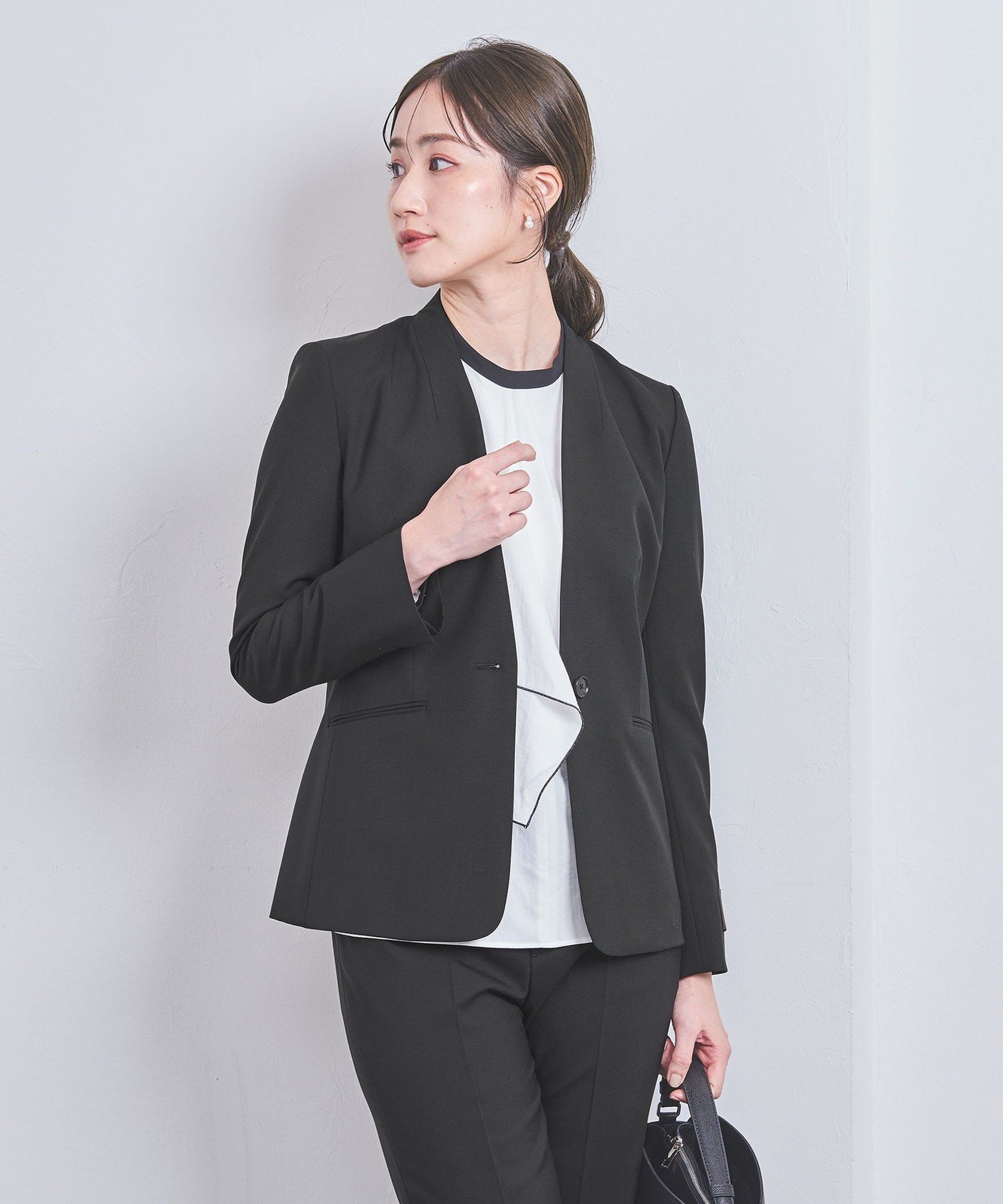 UNITED ARROWS CANONICO ノーラペル ジャケット ユナイテッドアローズ ジャケット・アウター ノーカラージャケット ブラック ブラウン ネイビー【送料無料】のサムネイル