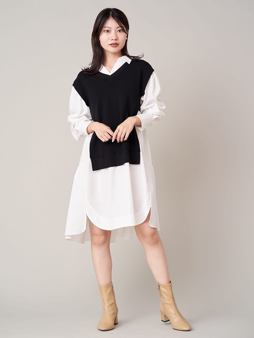 CELFORD ベストドッキングシャツワンピース セルフォード ワンピース・ドレス その他のワンピース・ドレス ブラック ベージュ ブルー【送料無料】のサムネイル