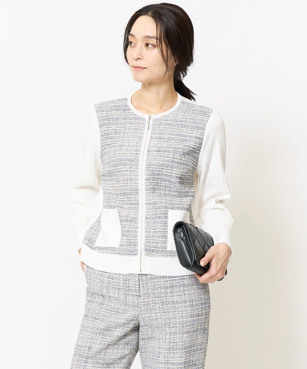 【SALE／50%OFF】CHRISTIAN AUJARD [アンサンブル対応]ツィードコンビ羽織り クリスチャン・オジャール トップス カーディガン ベージュ【送料無料】