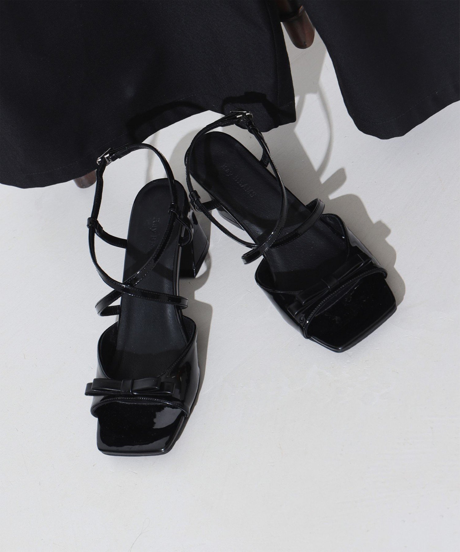 【SALE／60%OFF】Ray BEAMS リボン ミュール ビームス アウトレット シューズ・靴 サンダル グリーン ブラック【送料無料】