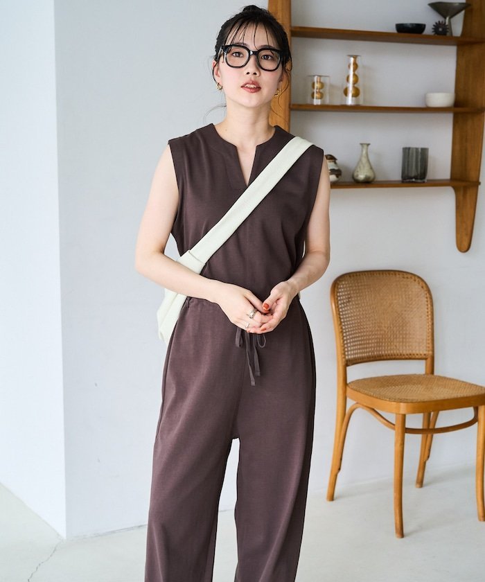 【SALE／45%OFF】FREAK'S STORE ノースリーブ ウエスト コード オールインワン【限定展開】 25SS フリークスストア オールインワン・オーバーオール オールインワン・つなぎ グリーン ネイビー ブラウン レッド ブラック ベージュ