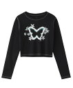 X-girl STAR FLUTTER BUTTERFLY L/S BABY T X-girl エックスガール トップス カットソー・Tシャツ ブラック ホワイト カーキグリーン【送料無料】