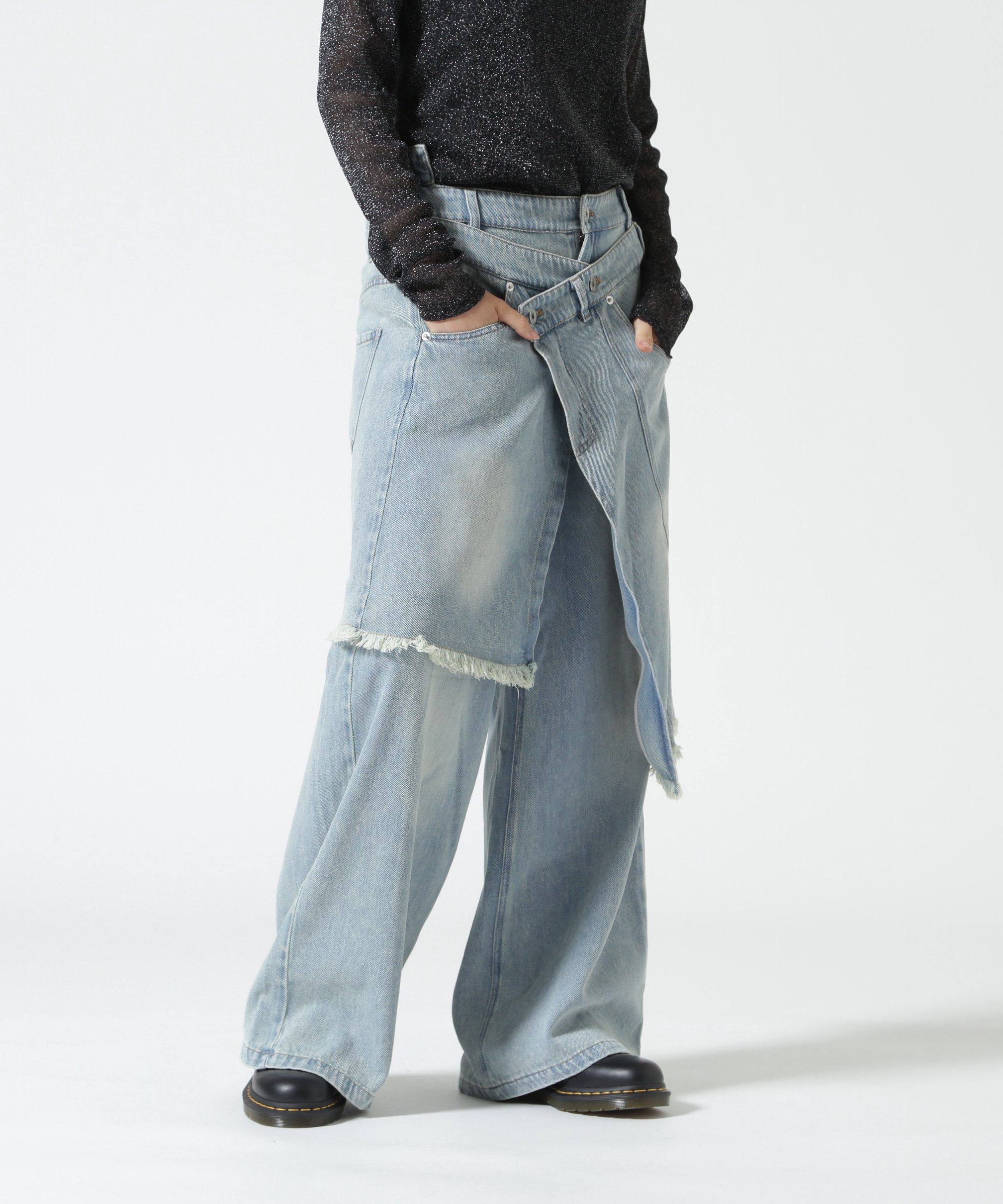 ROYAL FLASH AULA AILA/アウラアイラ/OVERLAP SKIRT LAYERED DESIGN ロイヤルフラッシュ パンツ その他のパンツ ブルー