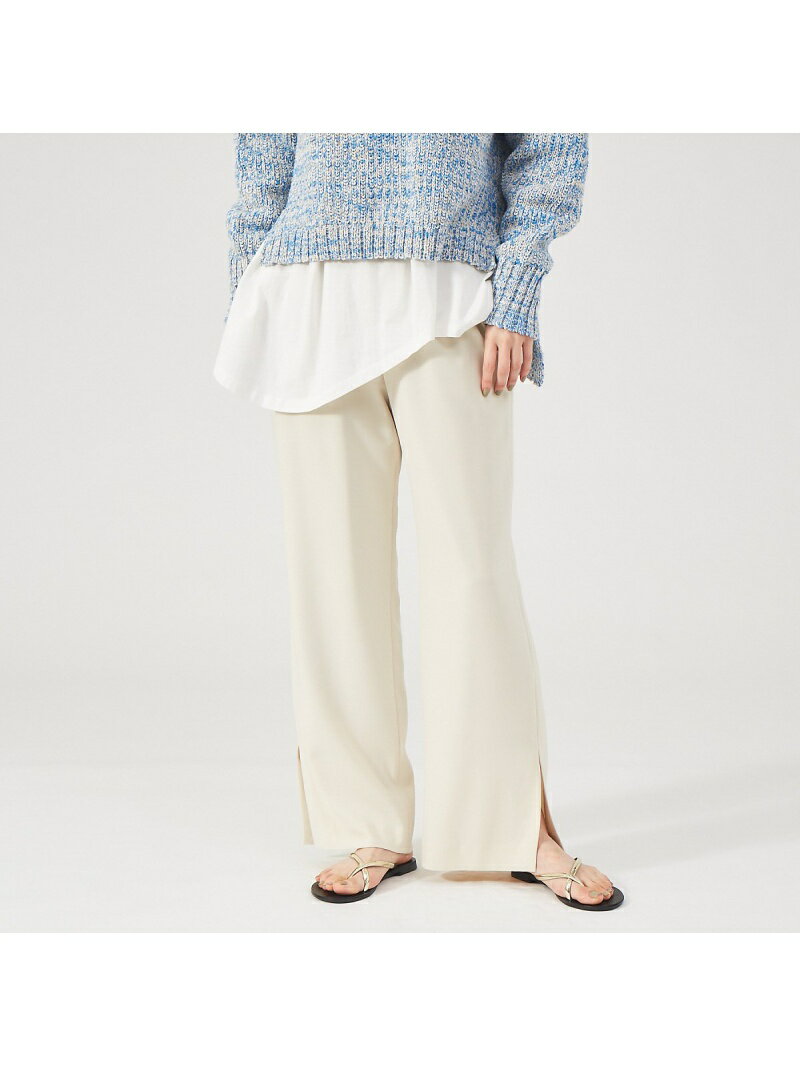 【SALE／40%OFF】qualite サイドスリットスリムイージーパンツ カリテ パンツ その他のパンツ ベージュ ブラック【送料無料】のサムネイル