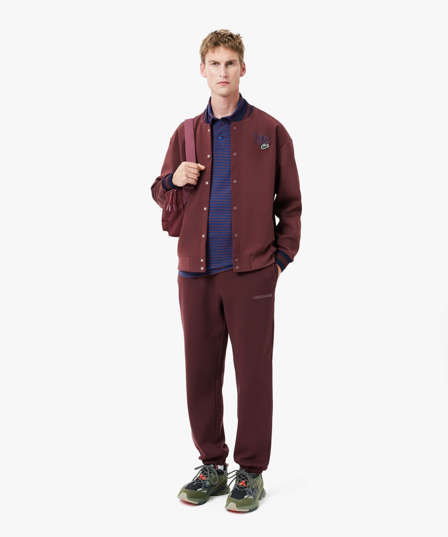 【SALE／40%OFF】LACOSTE ルーズシルエット ダブルフェイス鹿の子トラックパンツ / スウェットパンツ ラコステ パンツ ジャージ・スウェットパンツ レッド【送料無料】