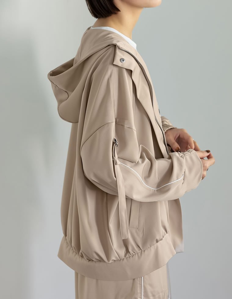 【SALE／35%OFF】Re:EDIT サテンフーディージップブルゾン リエディ ジャケット・アウター ブルゾン・ジャンパー ホワイト ブラック ブラウン グレー ベージュ【送料無料】 stylife-14907001 Rakuten Fashion サンプル画像3