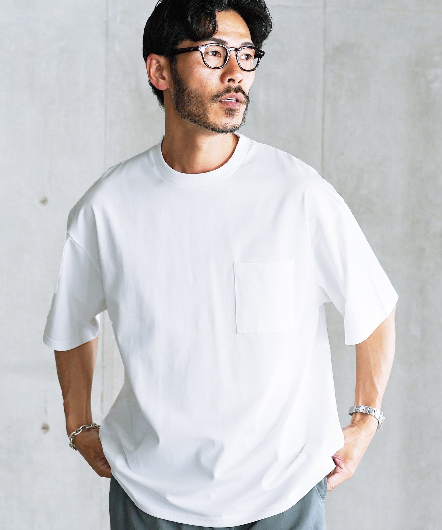 JIGGYS SHOP SELECT 接触冷感 UVカット 吸汗速乾 胸ポケット付き 半袖Tシャツ カットソー 26SS ジギーズショップ トップス カットソー・Tシャツ ホワイト ブラック