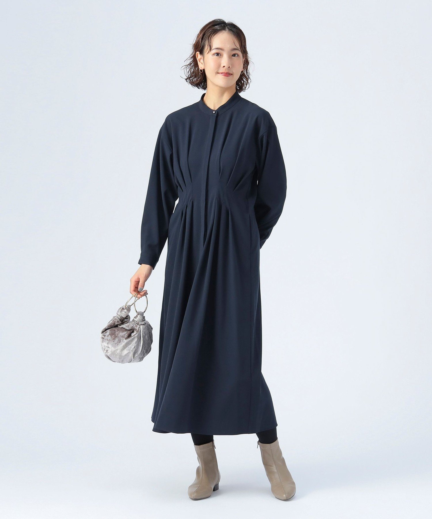 BEAMS HEART WOMEN タック シェイプ シャツ ワンピース ビームス ハート ワンピース・ドレス その他のワンピース・ドレス ネイビー【送料無料】