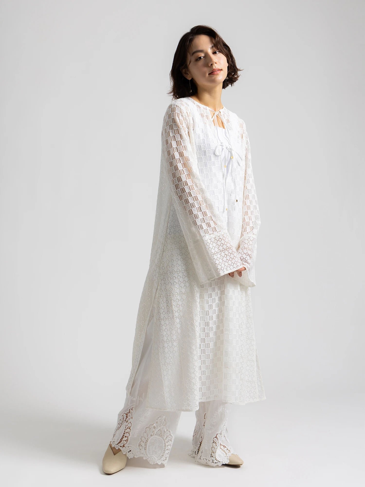 【SALE／50%OFF】Te chichi 【Atelier ChouChou】レースコンビパネルワンピース テチチ ワンピース・ドレス ワンピース ホワイト【送料無料】