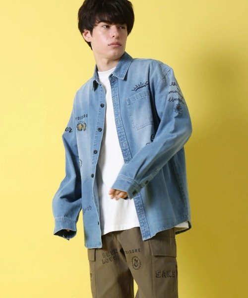 SELECT BRANDS YOIDORE/酔いどれ ヴィンテージ栓抜きらくがきシャツ LS(MENS) ジャックローズ トップス シャツ・ブラウス ブルー【送料無料】