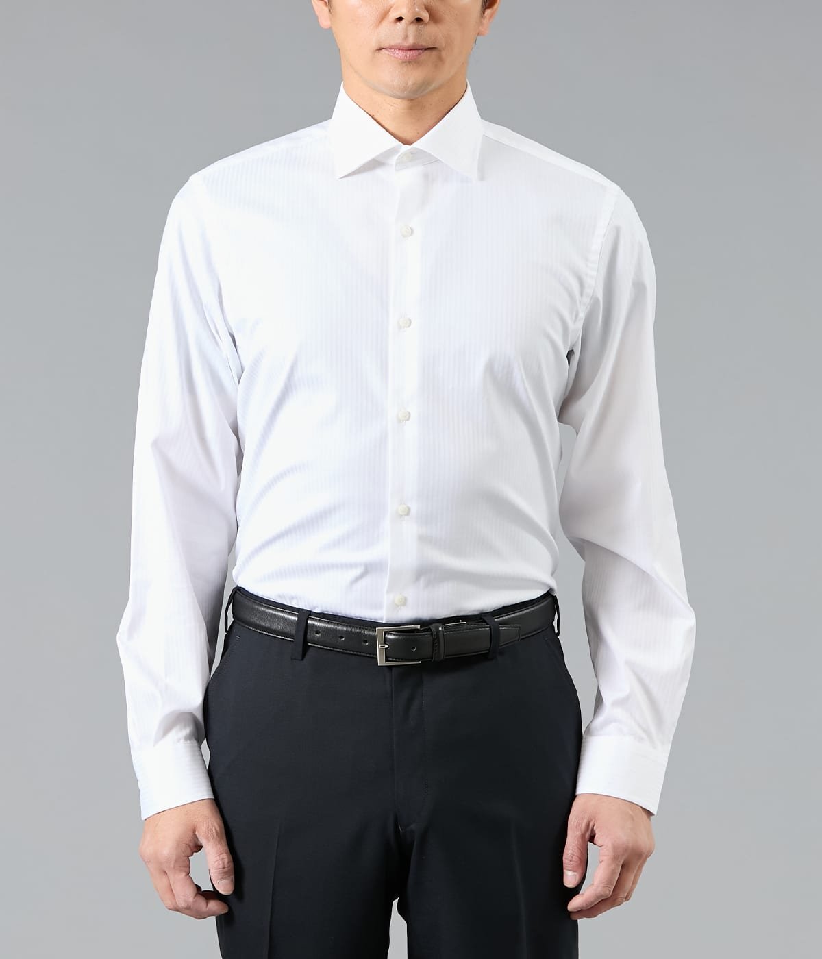 NEWYORKER MEN Easy Care シャドーストライプ 長袖スリムフィットシャツ ニューヨーカー トップス シャツ・ブラウス ホワイト