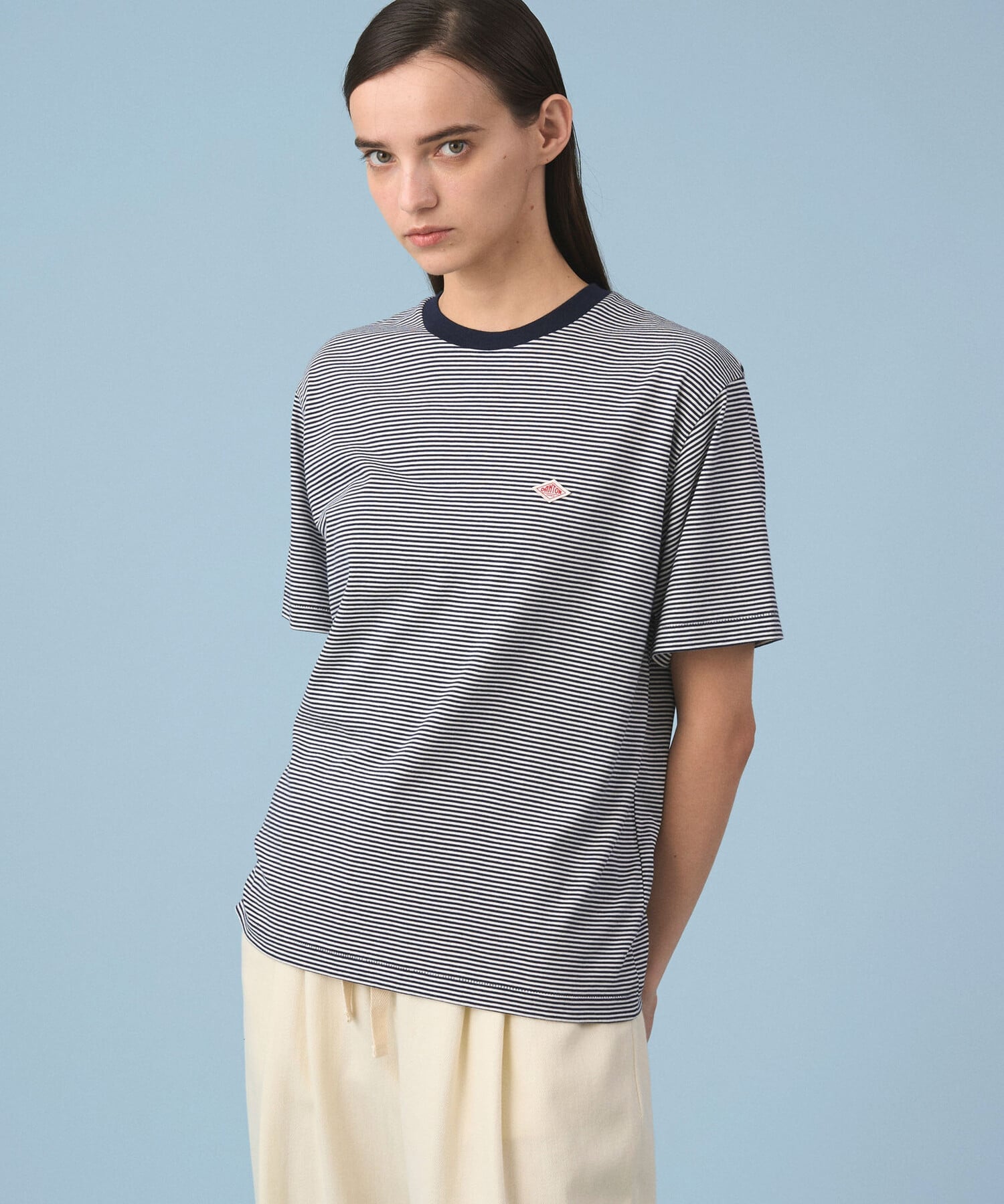Bshop DANTON ｜ ボーダー クルーネックTシャツ WOMEN ビショップ トップス カットソー・Tシャツ ネイビー レッド イエロー