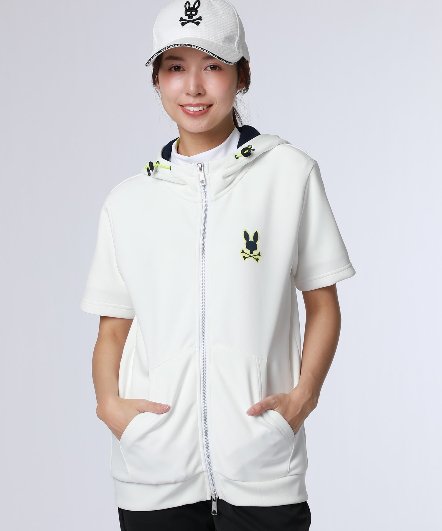 [GOLF][WOMEN]コントラストシグネチャーロゴ 半袖パーカ サイコバニー トップス カットソー・Tシャツ ネイビー ホワイト