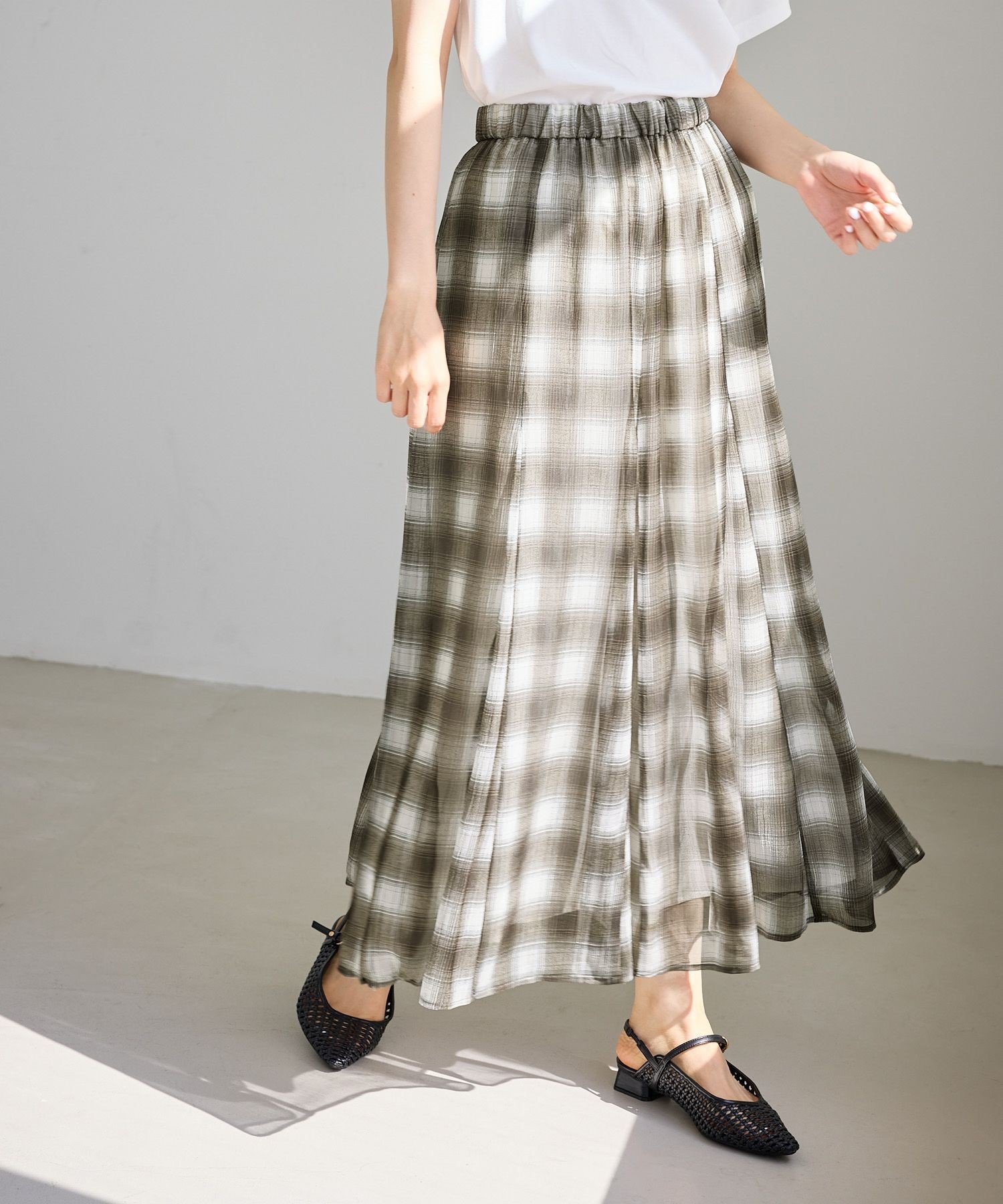 【SALE／40%OFF】ROPE' PICNIC シアーチェックスカート/着丈が選べる・リンクコーデ ロペピクニック スカート その他のスカート ベージュ ブラック ブルー