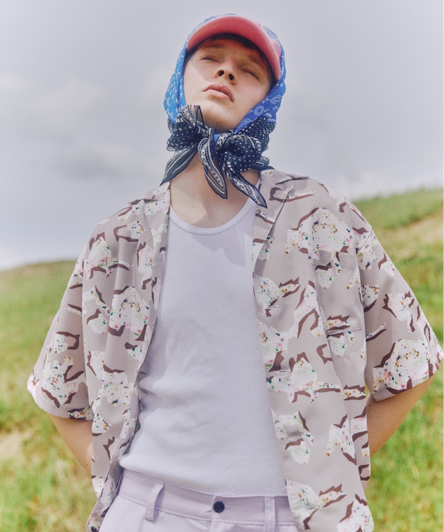 HOLO MARKET(ホロマーケット)HMV S/S SHIRTS / 総柄アロハ半袖シャツ ビーセカンド トップス シャツ・ブラウス ベージュ ネイビー レッド グリーン ブラック グレー