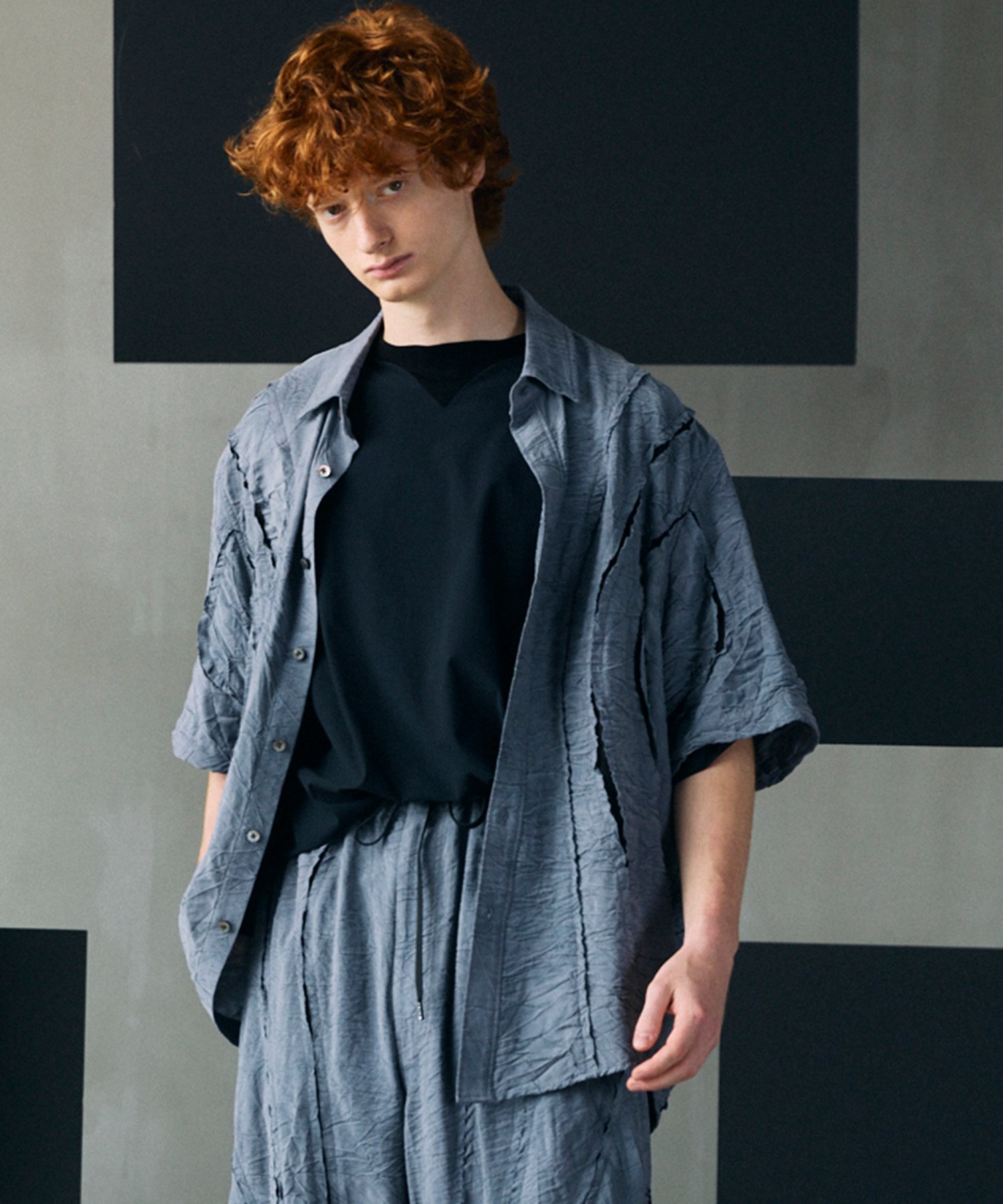 MAISON SPECIAL Tuck Washer Prime-Over TSUGIHAGI Short Sleeve Shirt メゾンスペシャル トップス シャツ・ブラウス グレー