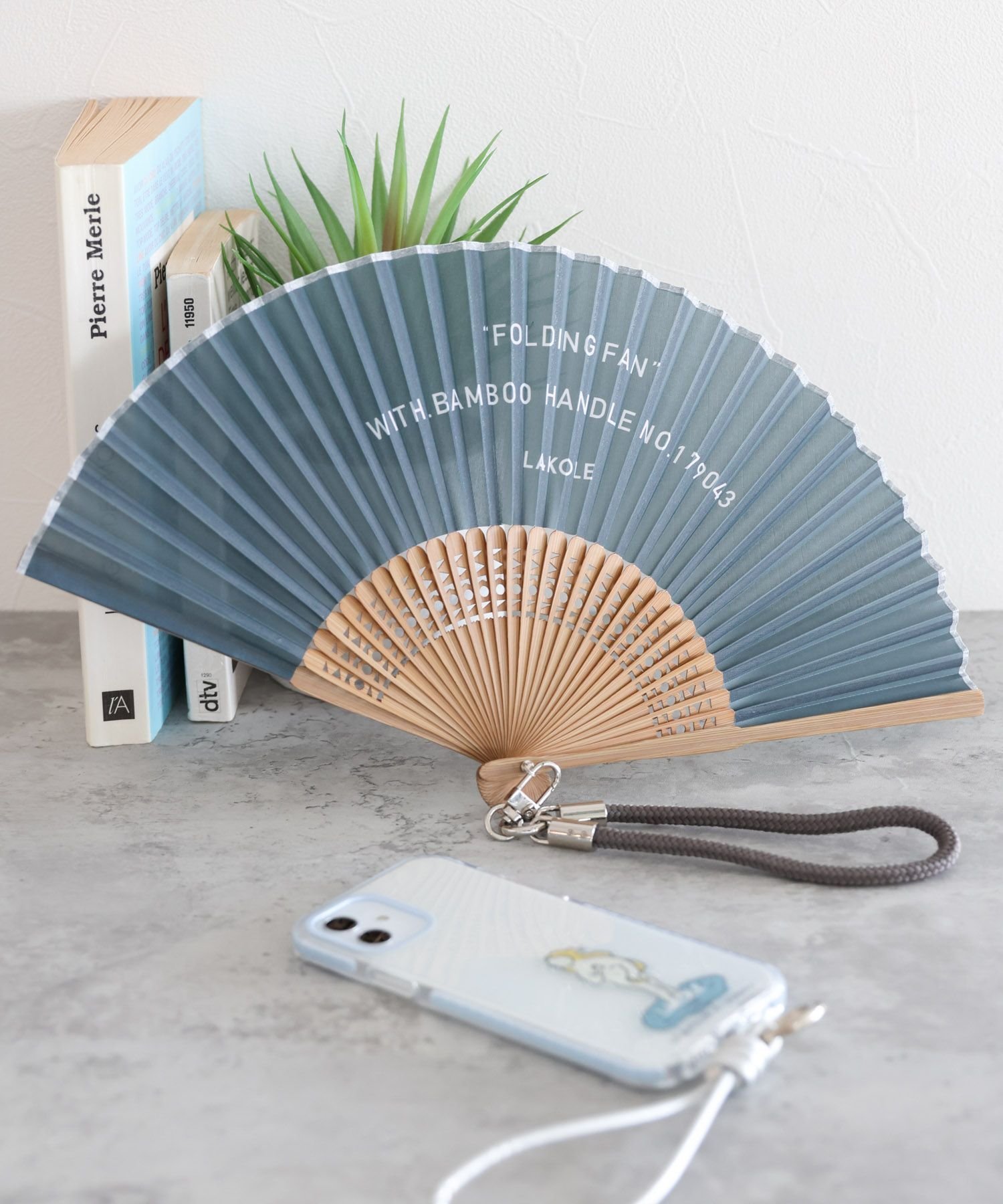 LAKOLE ストラップ付き扇子 ラコレ ファッション雑貨 その他のファッション雑貨 グリーン