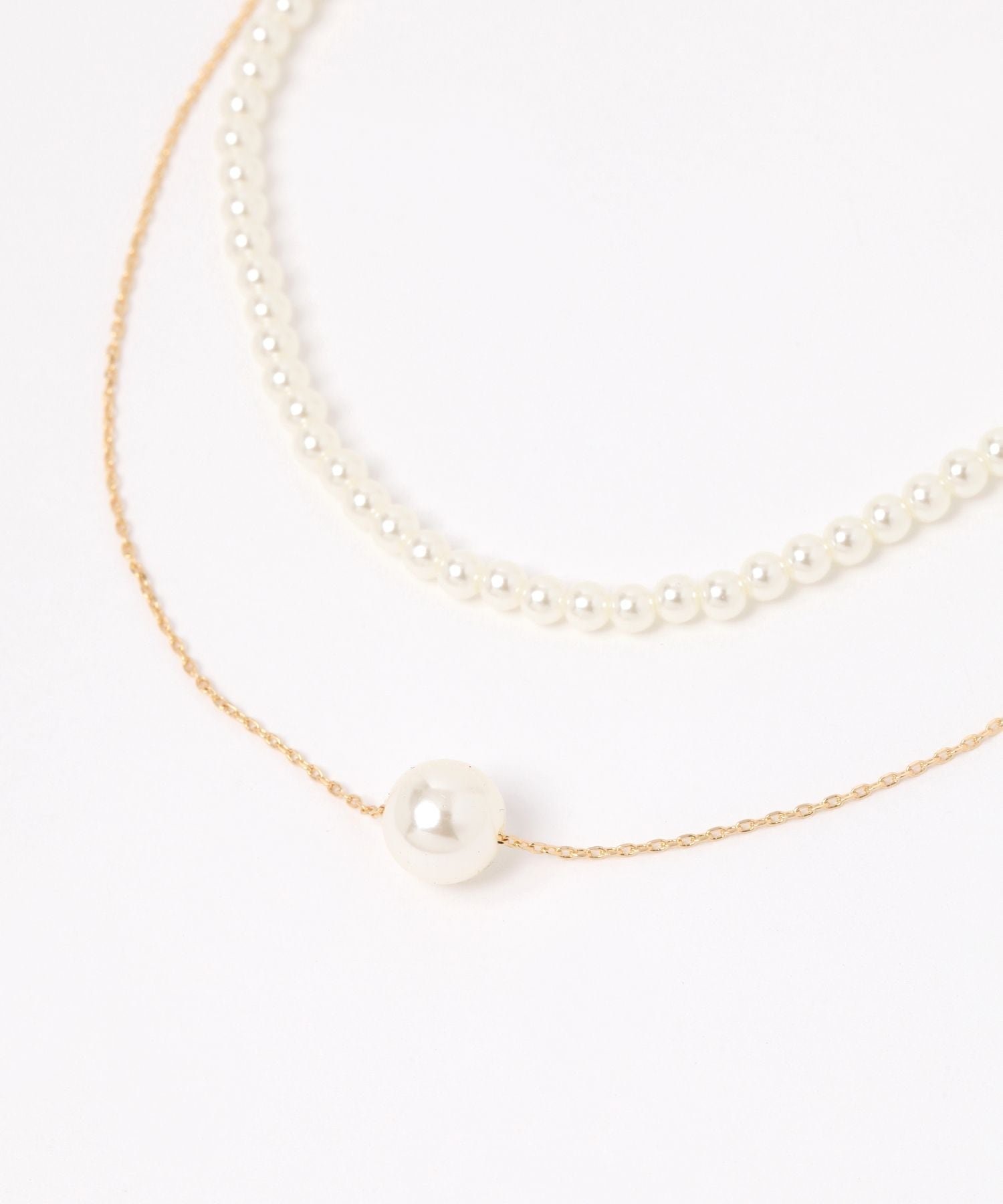 LAKOLE 1トップ×2連パールネックレス ラコレ アクセサリー・腕時計 ネックレス シルバー ゴールド