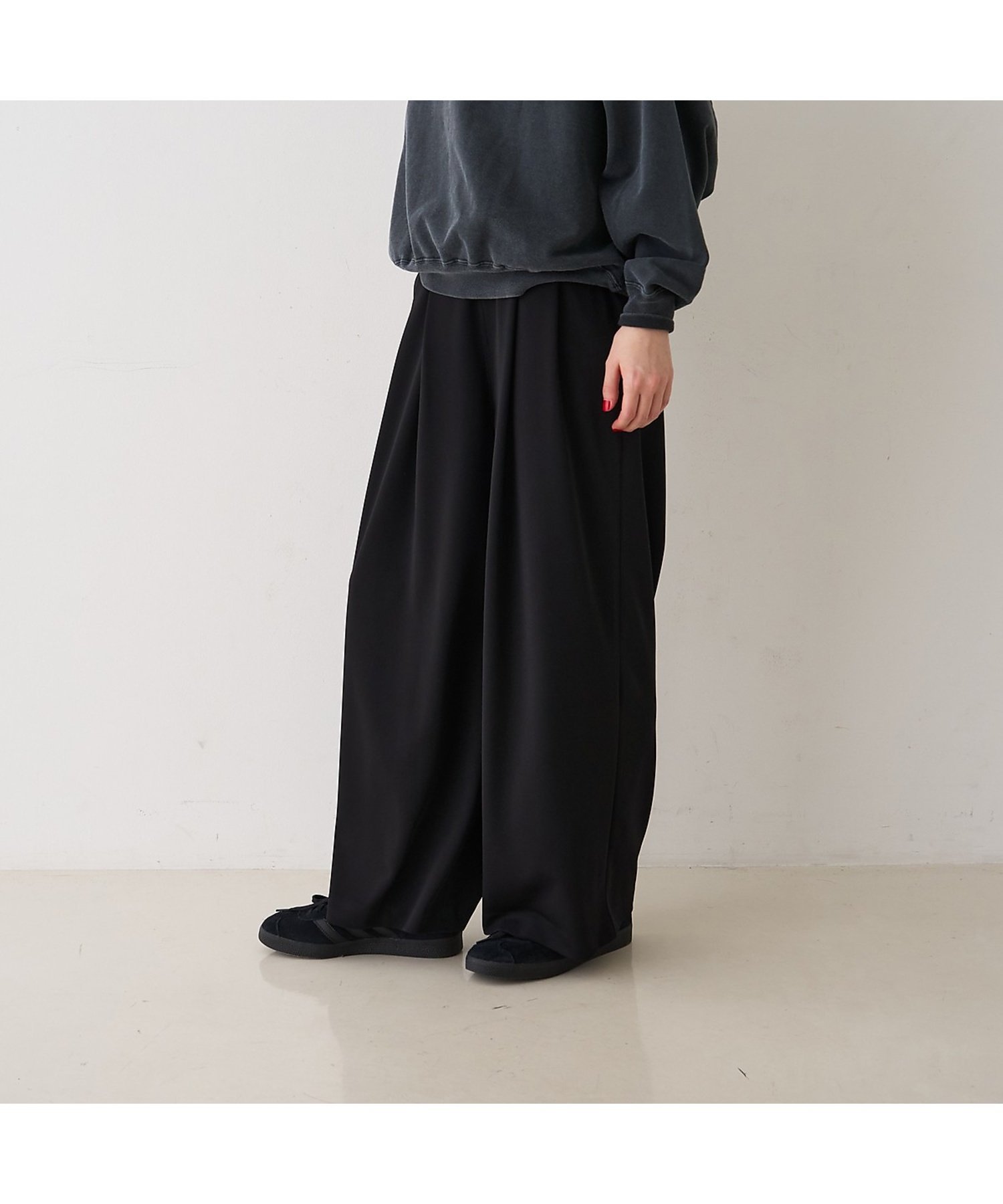 Rouge vif la cle 4WAYタックストレッチワイドパンツ ルージュ・ヴィフ ラクレ パンツ その他のパンツ ブラック