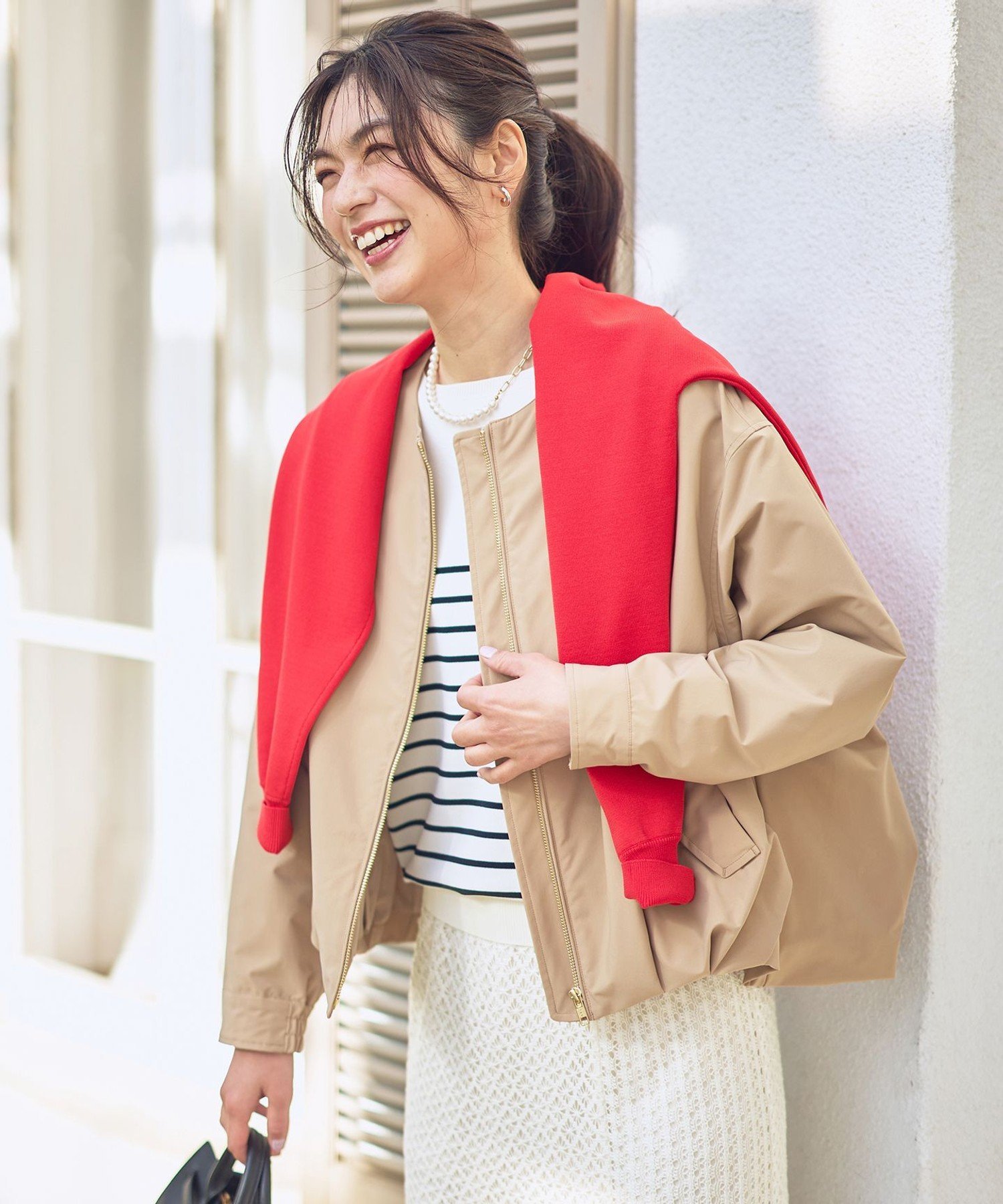 【SALE／20%OFF】ANY L 撥水バルーンブルゾン エニィ ジャケット・アウター ブルゾン・ジャンパー ベージュ ブラック【送料無料】